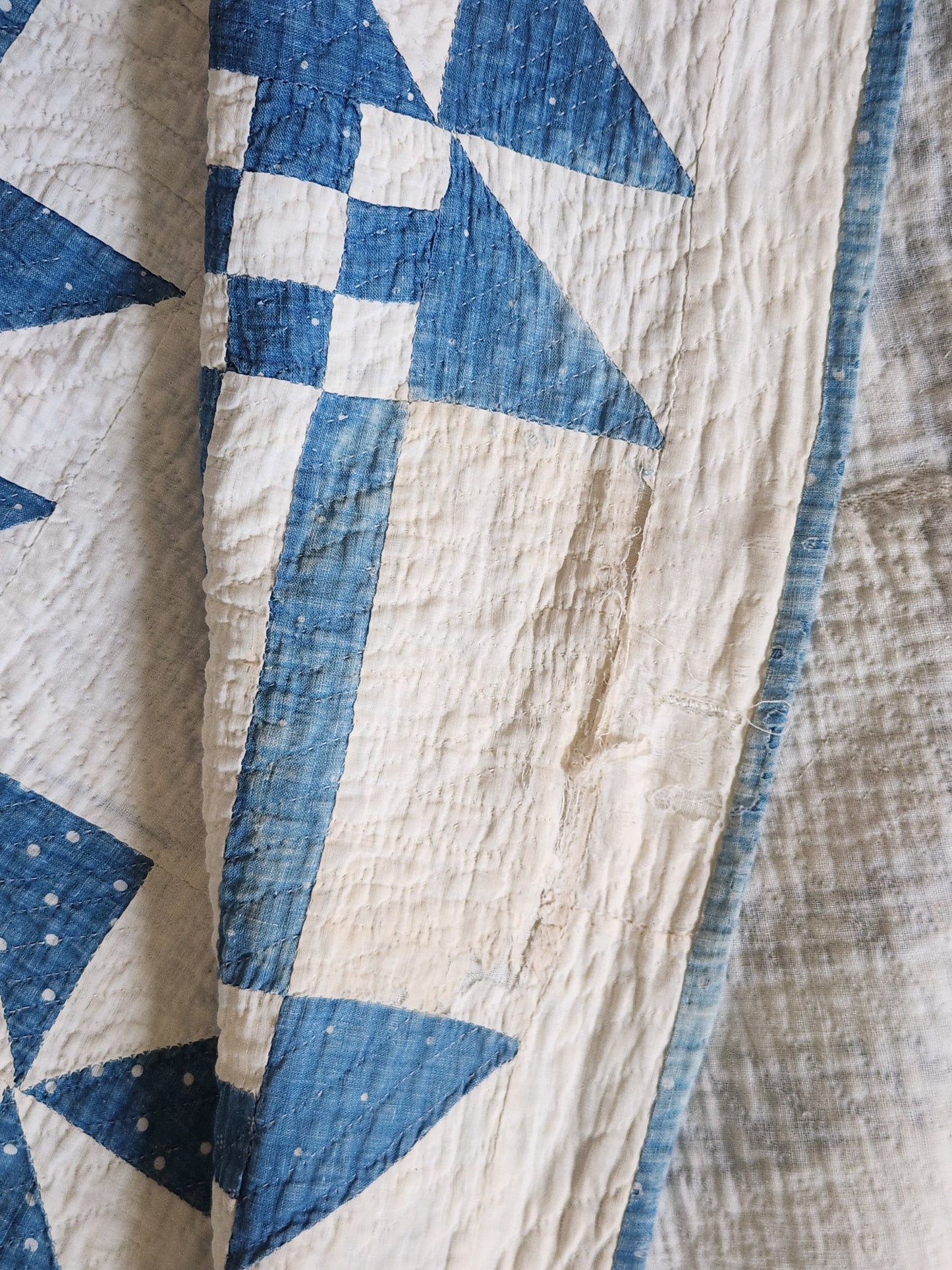 Antique Blue & White Missouri Puzzle Quilt