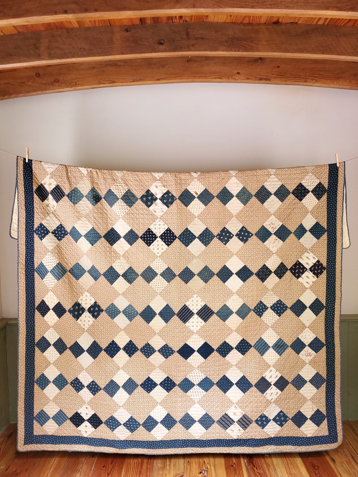 Antique Four Patch Inscribed Dated Quilt, 1894