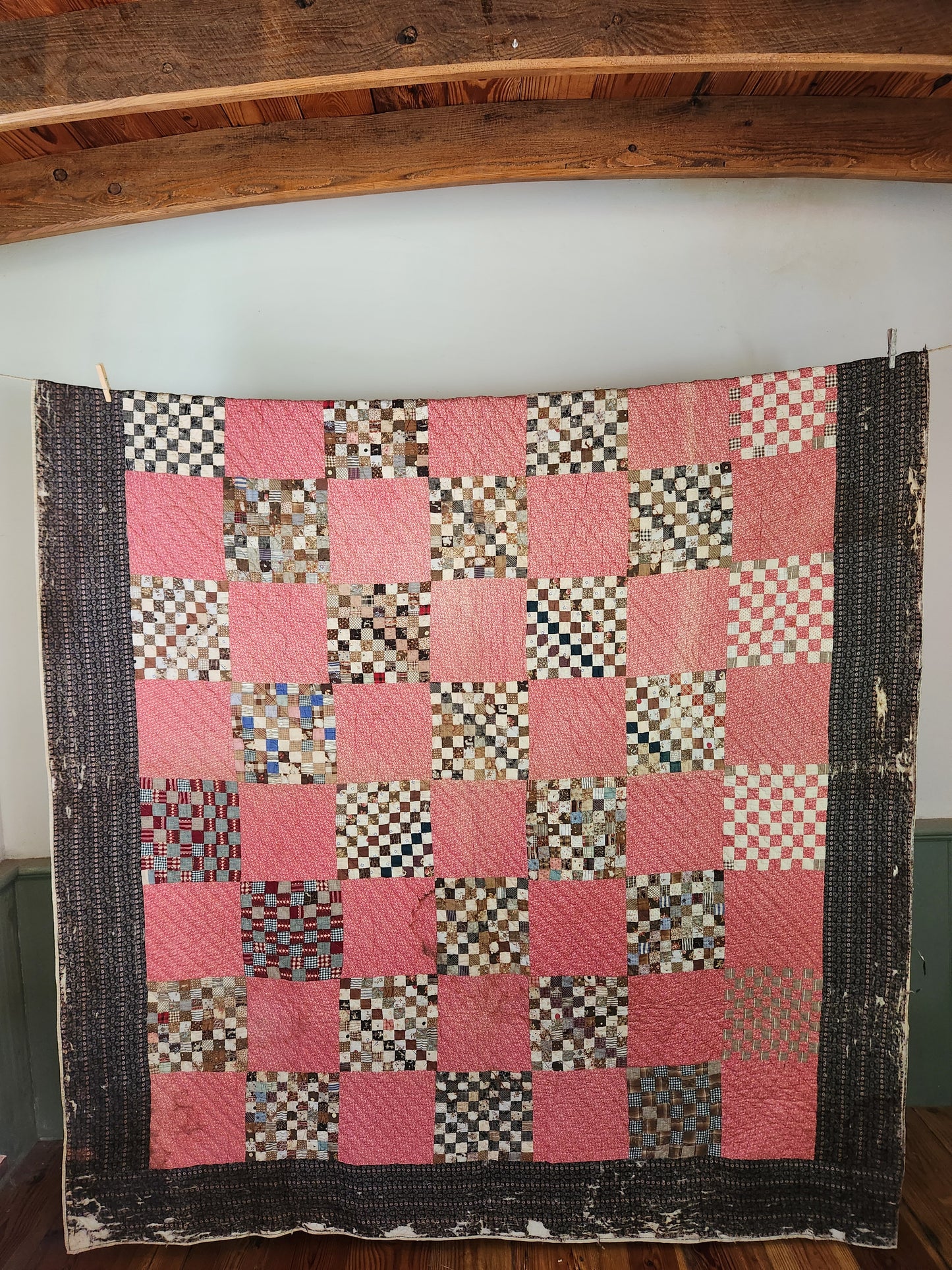 Inscribed Antique Postage Stamp Quilt c1911