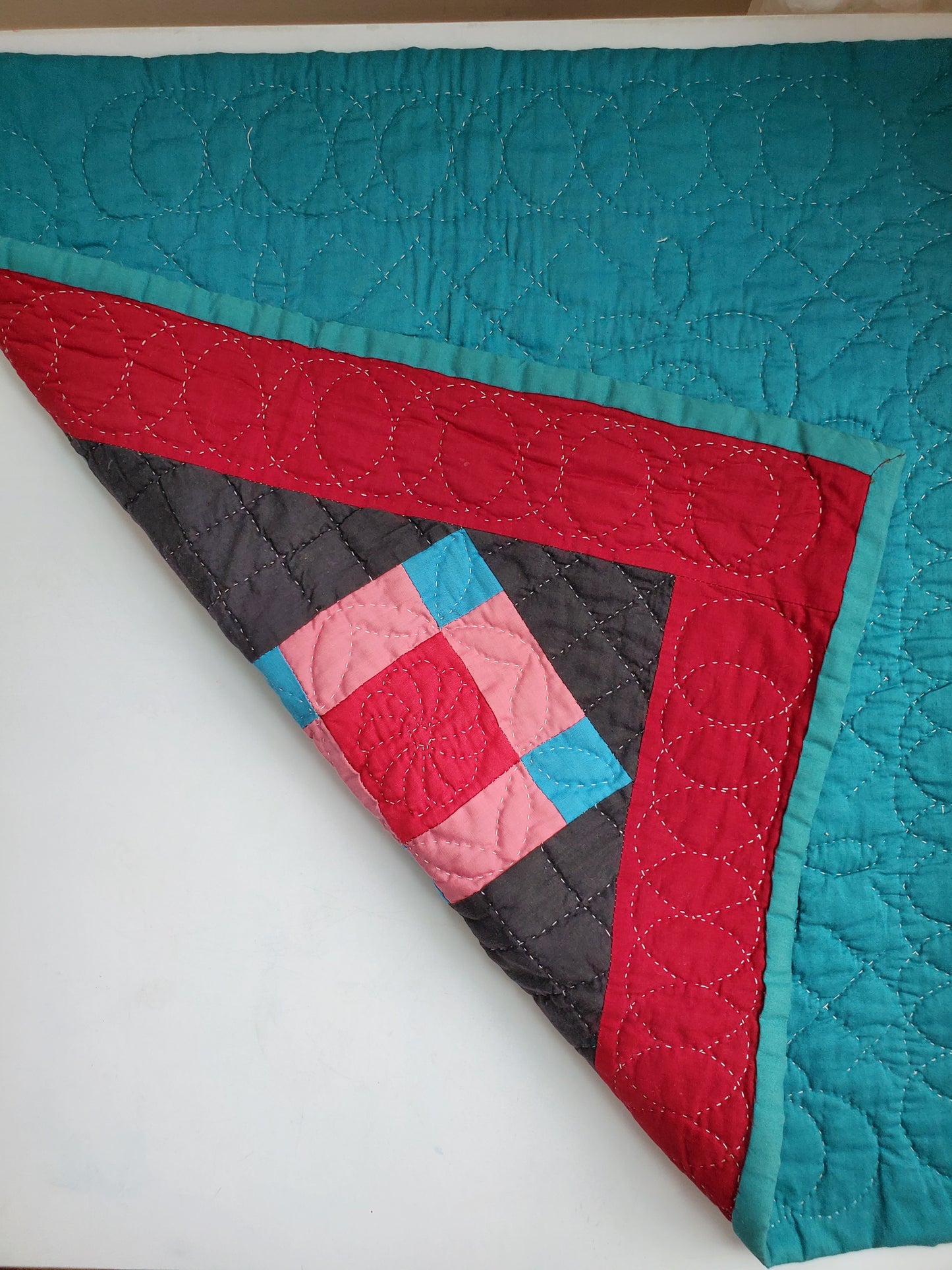 Small, Contemporary Amish Style Hand Quilted Mini Quilt