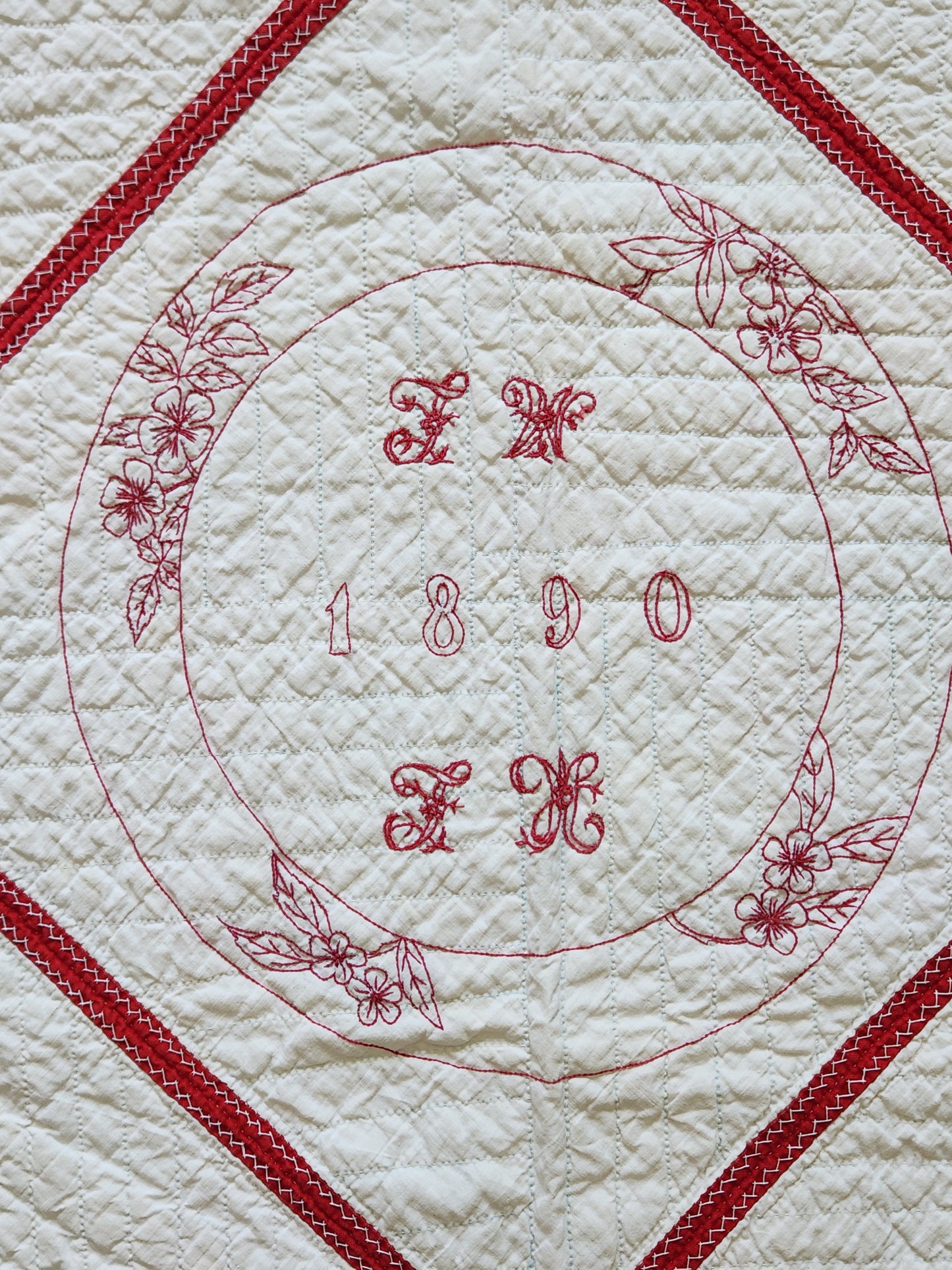 Antique Redwork Quilt, 1890