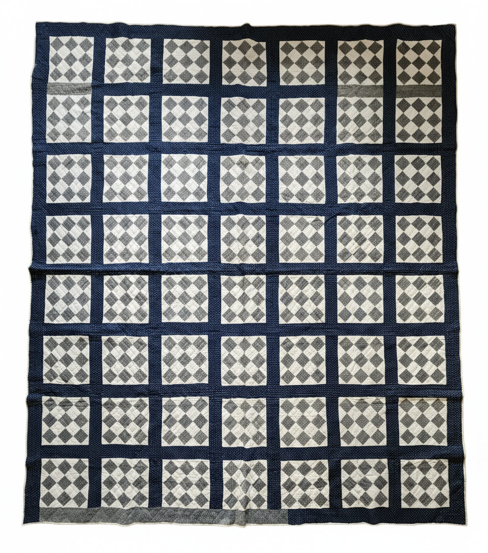 Antique Indigo Nine Patch Quilt