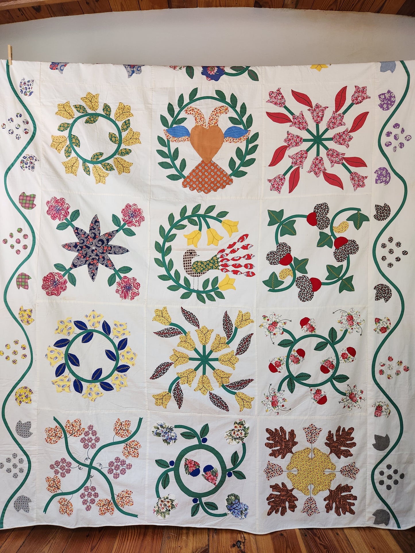 Vintage Hand Stitched Album Coverlet c1950 (A)
