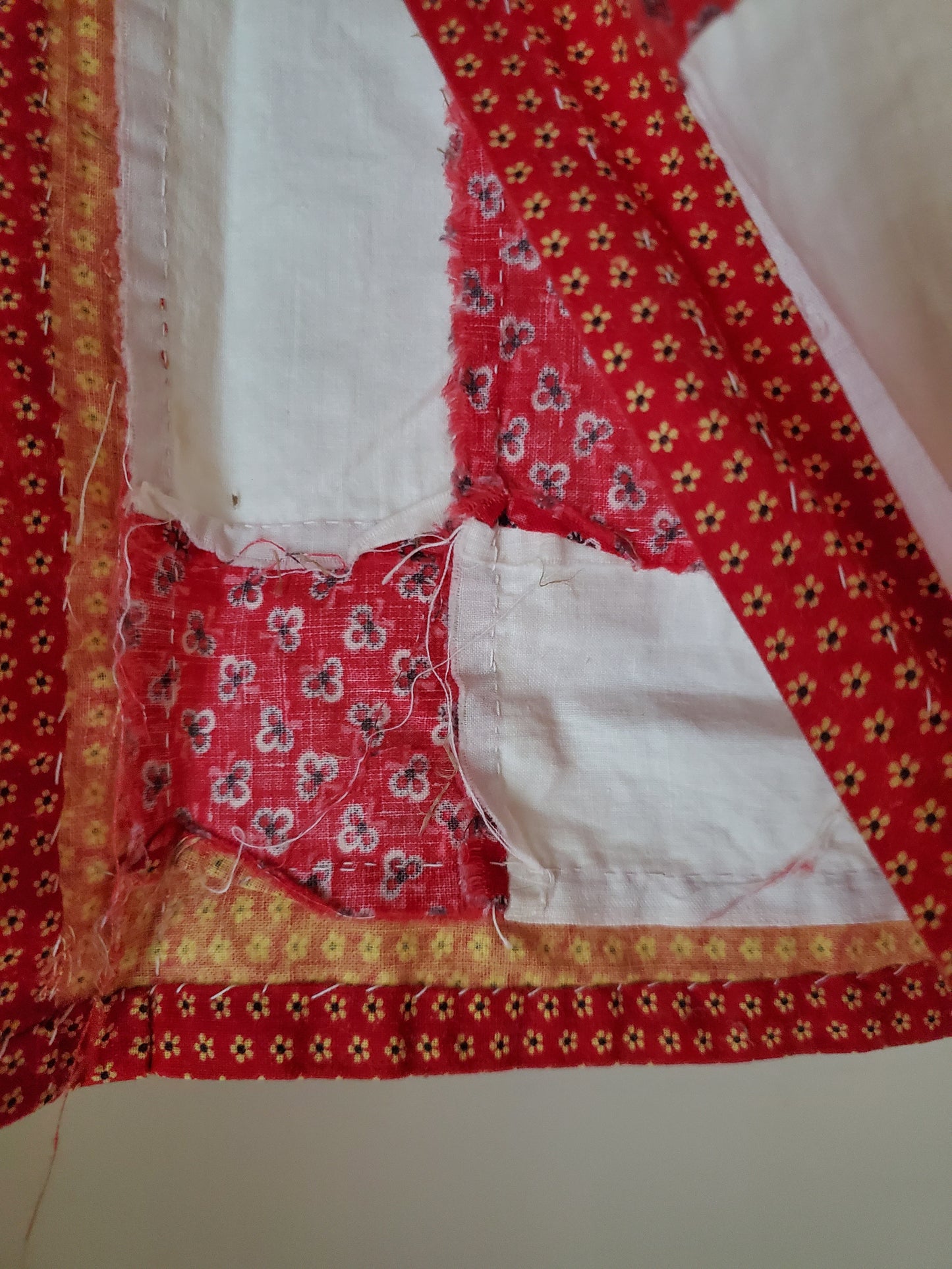 Red and White Antique Quilt top