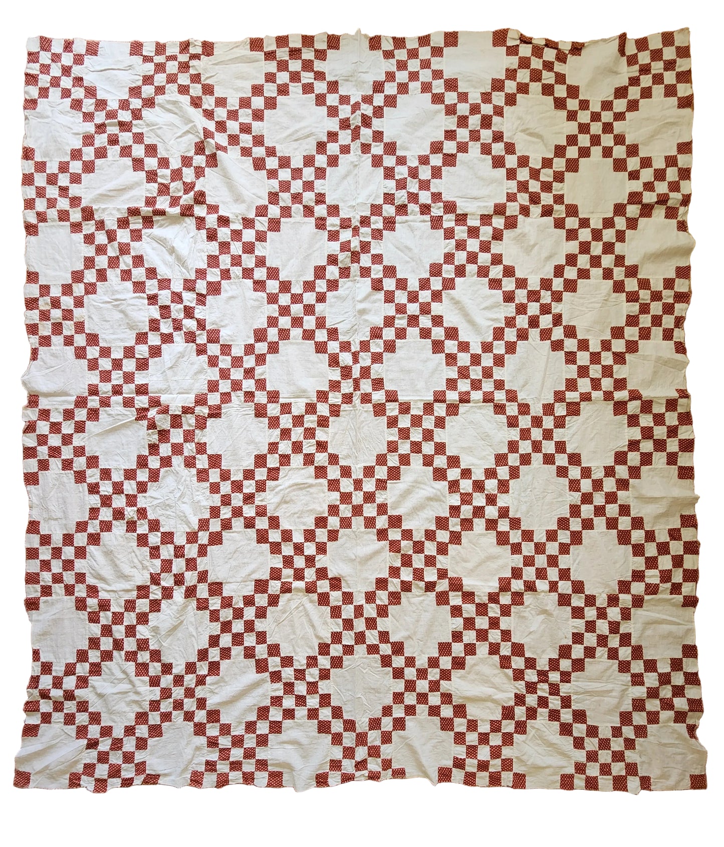 Antique Red & White Triple Irish Chain Quilt Top