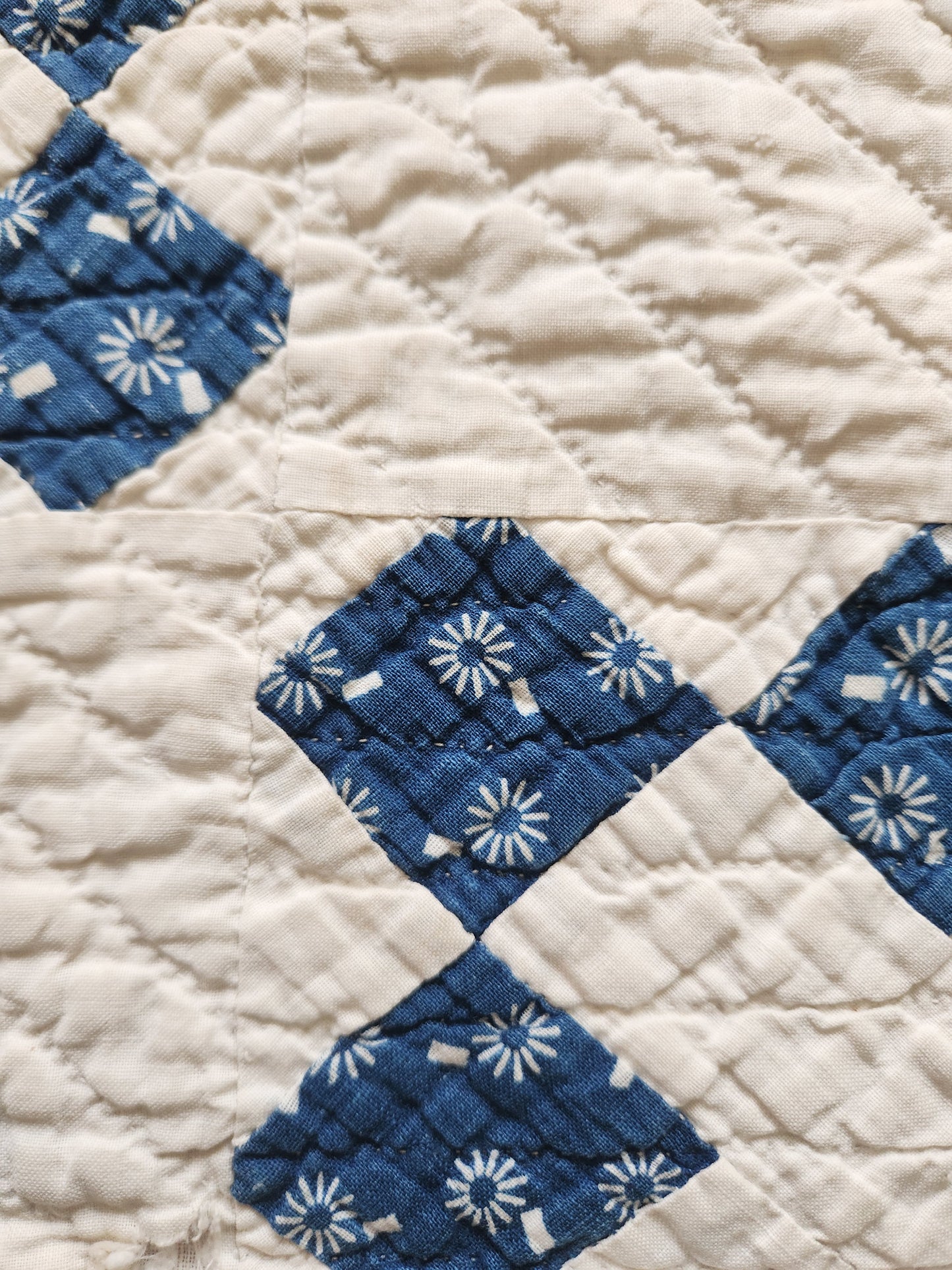 Antique 19th Century Indigo & White Patchwork Quilt