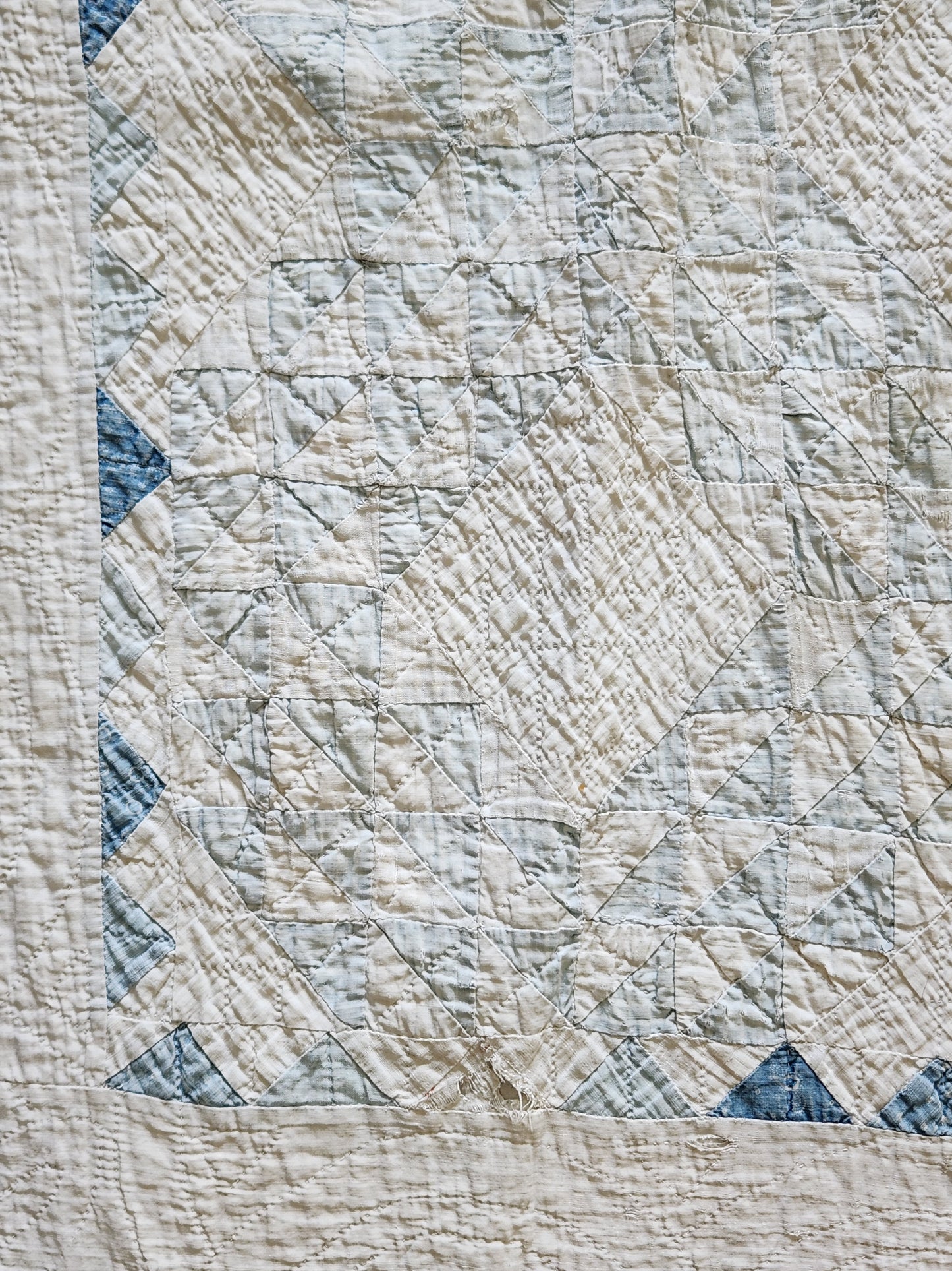 Well-Loved Antique Ocean Waves Quilt c1900