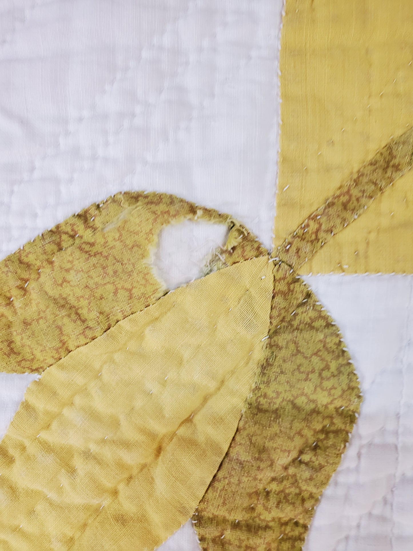 19th Cent Green and White Tulip Crib Quilt