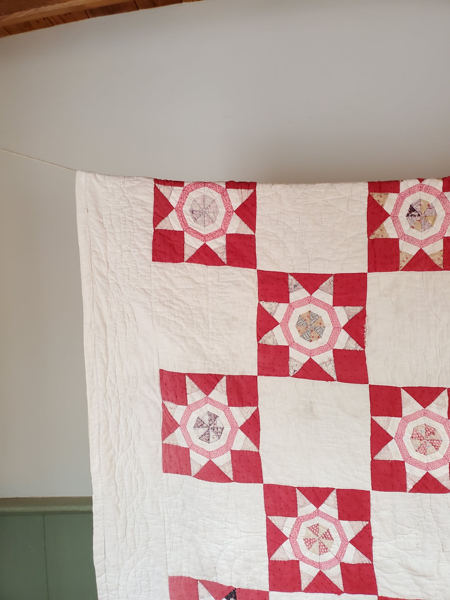 Vintage Feed Sack Red & White Star, ca 1920