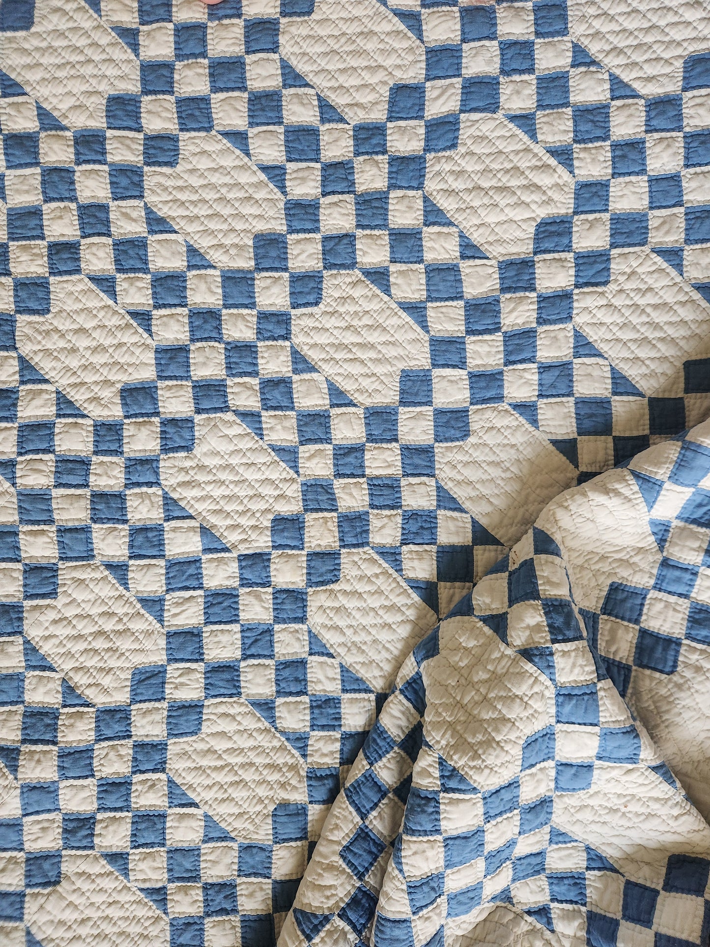 Antique Blue & White Triple Irish Chain Quilt