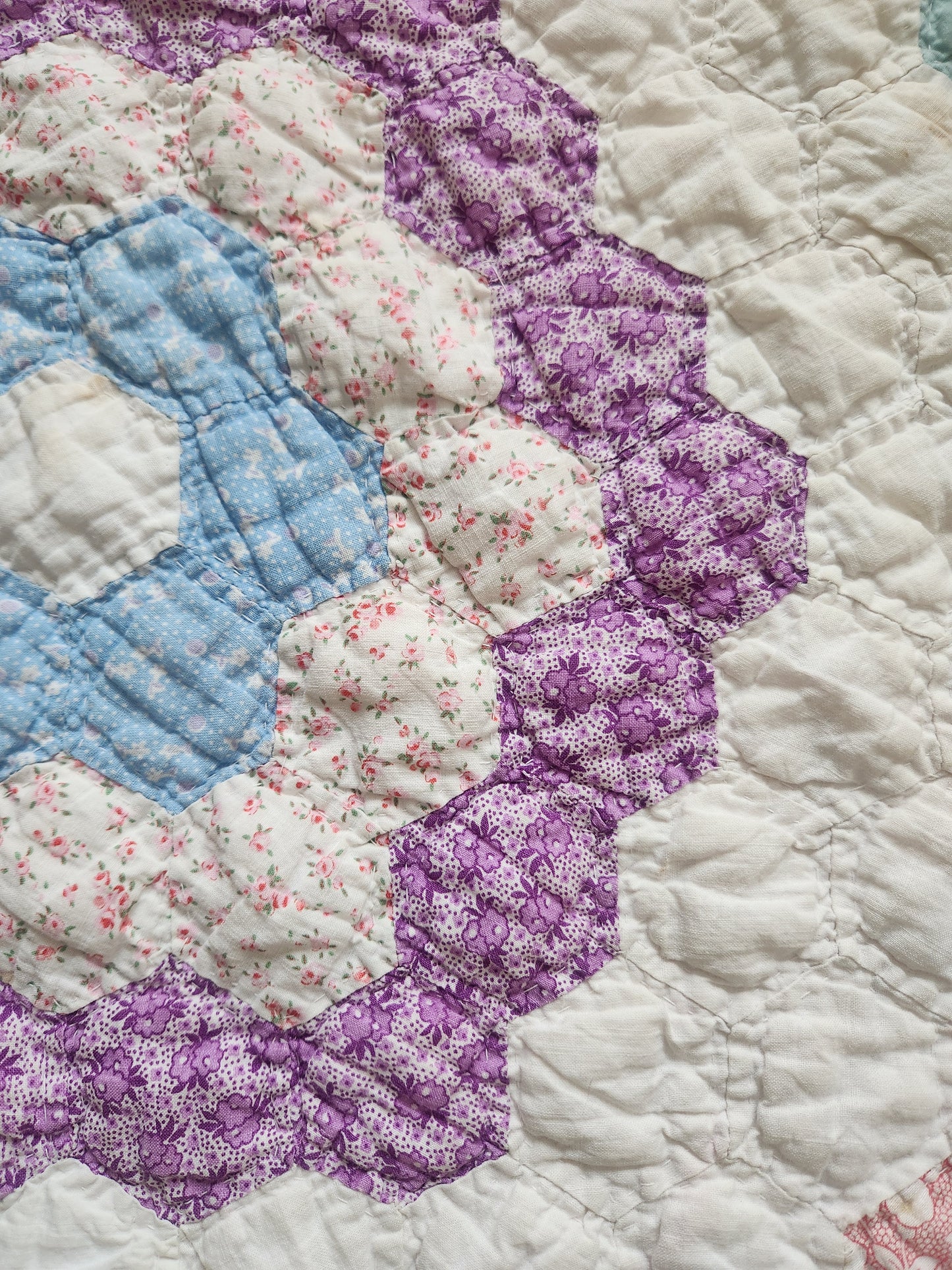 Vintage Grandmother's Garden Quilt c1940