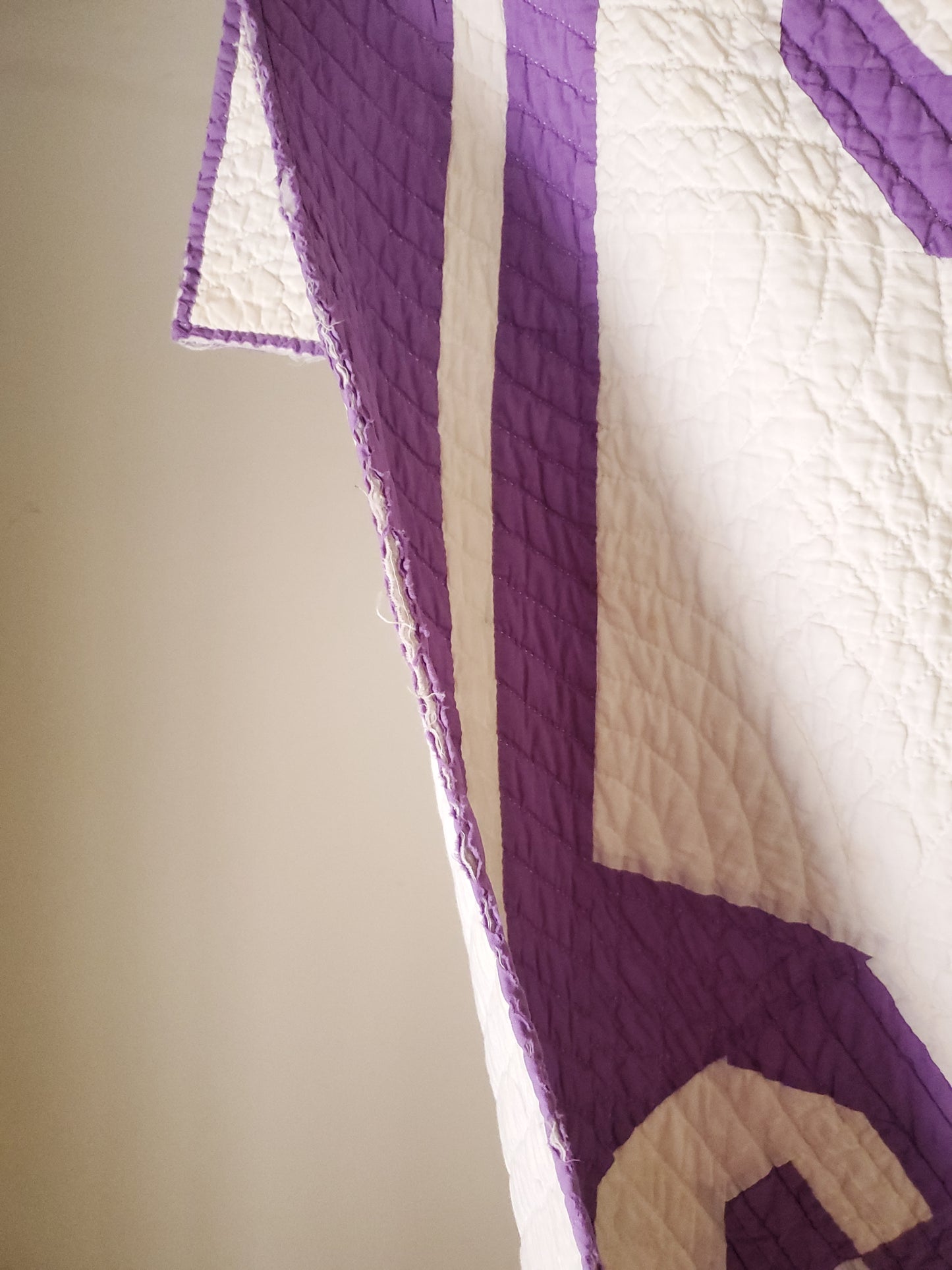 Purple and White Snail Trail Vintage Quilt