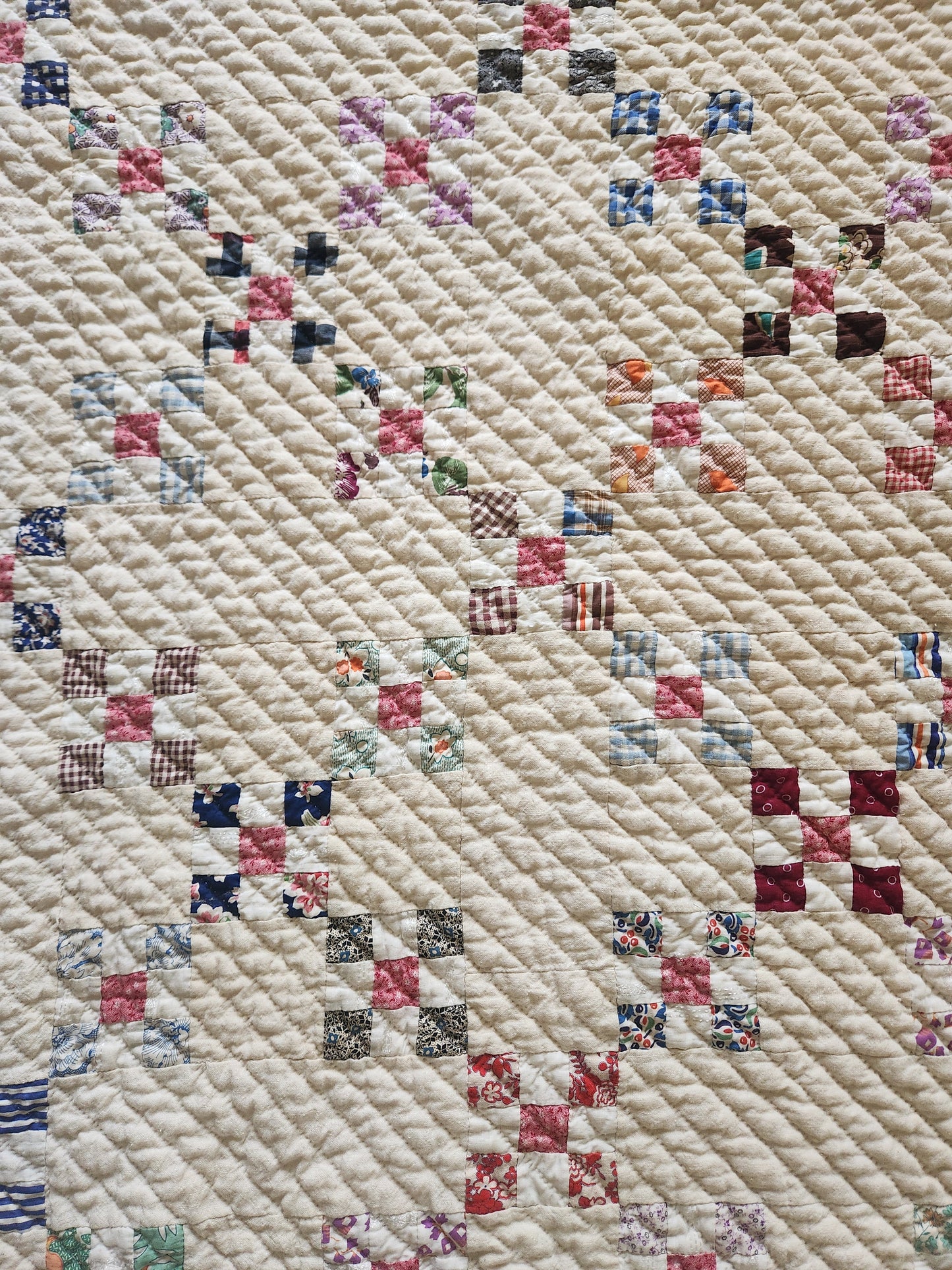 Vintage 9 Patch Variation Feed Sack Quilt