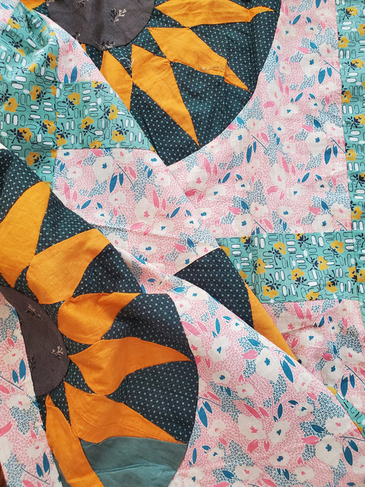 Sunflower Quilt Top, ca 1930