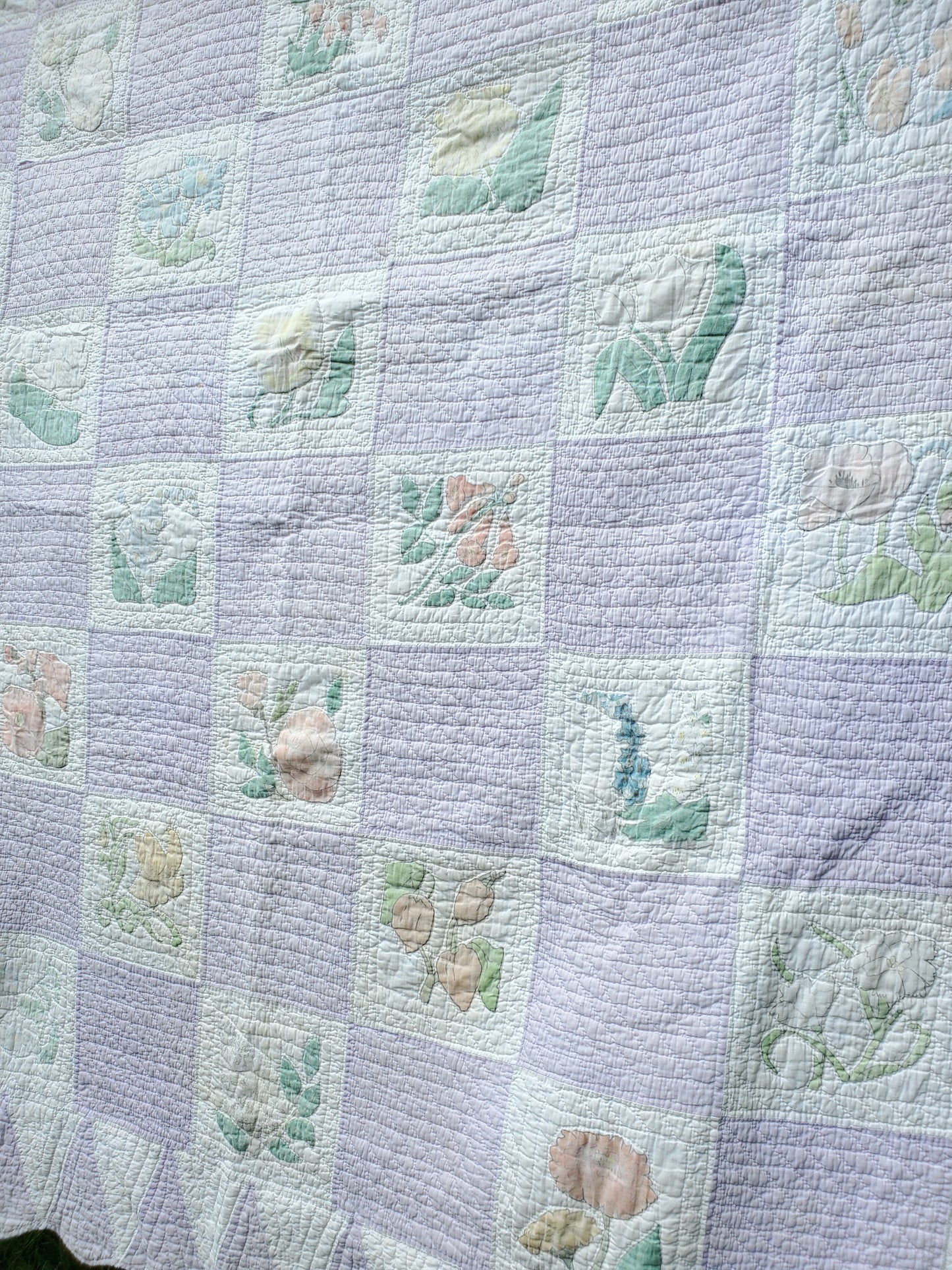 Hand Painted Floral Vintage Quilt