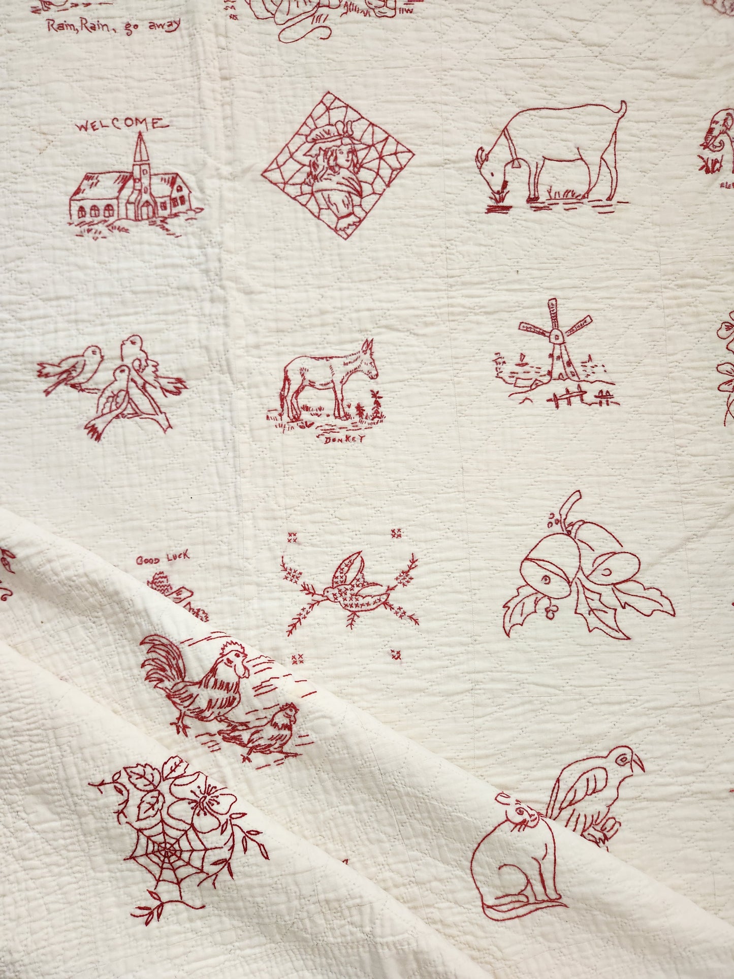 Antique Redwork Quilt c1890