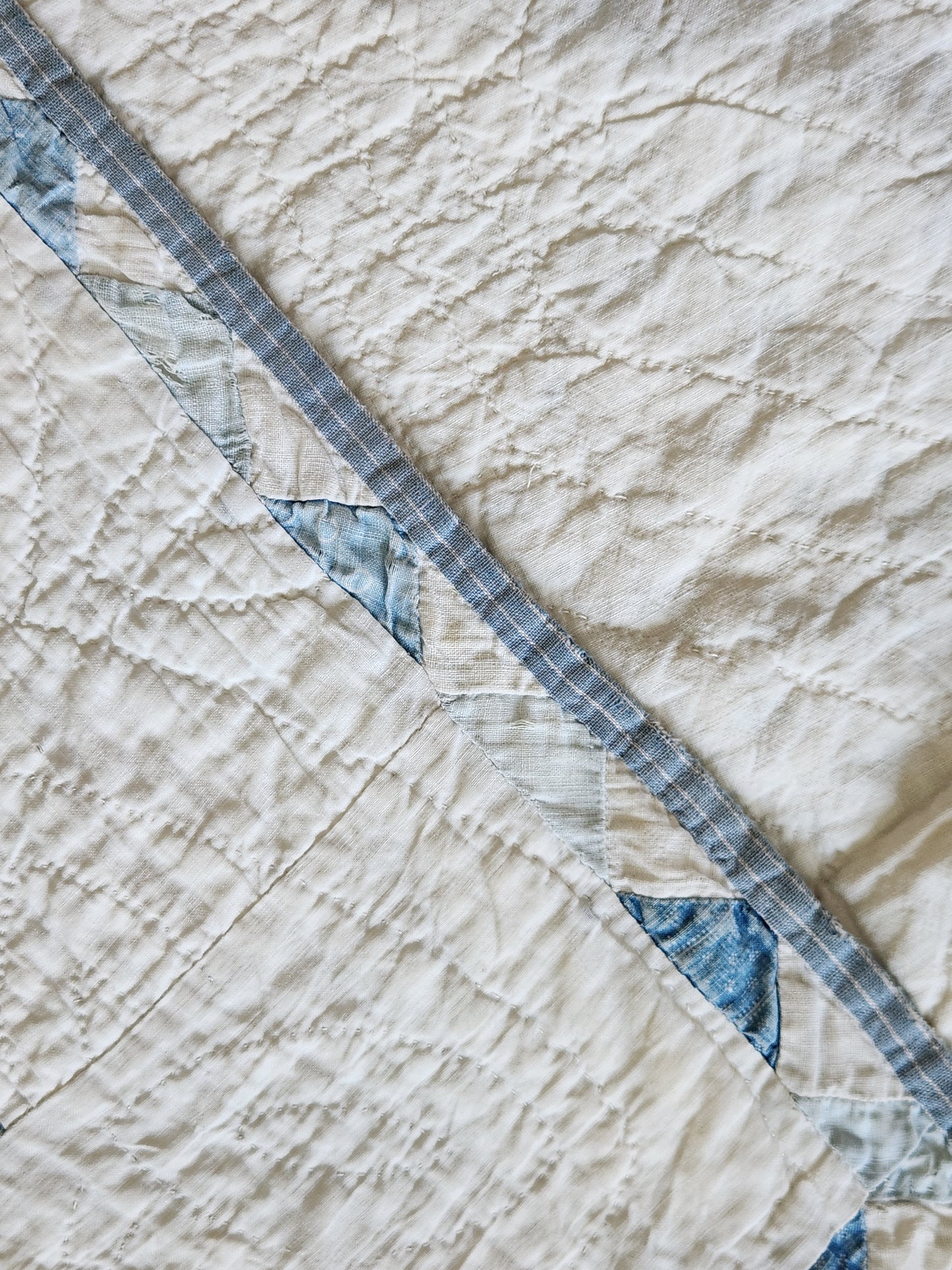 Well-Loved Antique Ocean Waves Quilt c1900