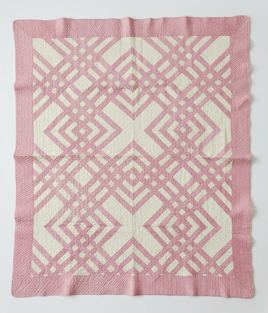 Vintage Pink Lattice Quilt c1930