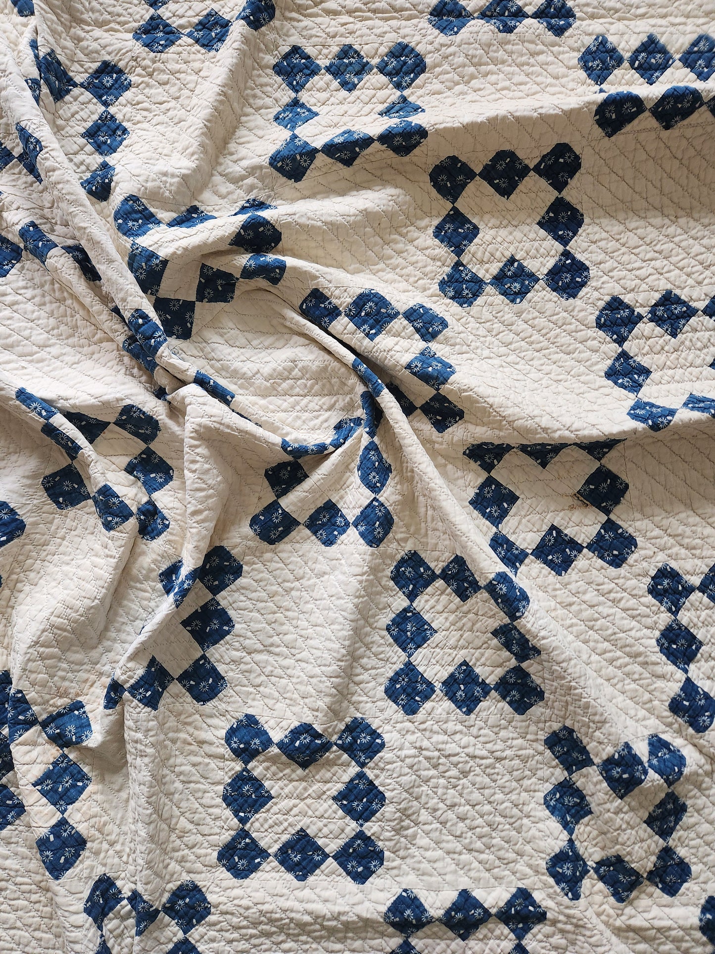 Antique 19th Century Indigo & White Patchwork Quilt