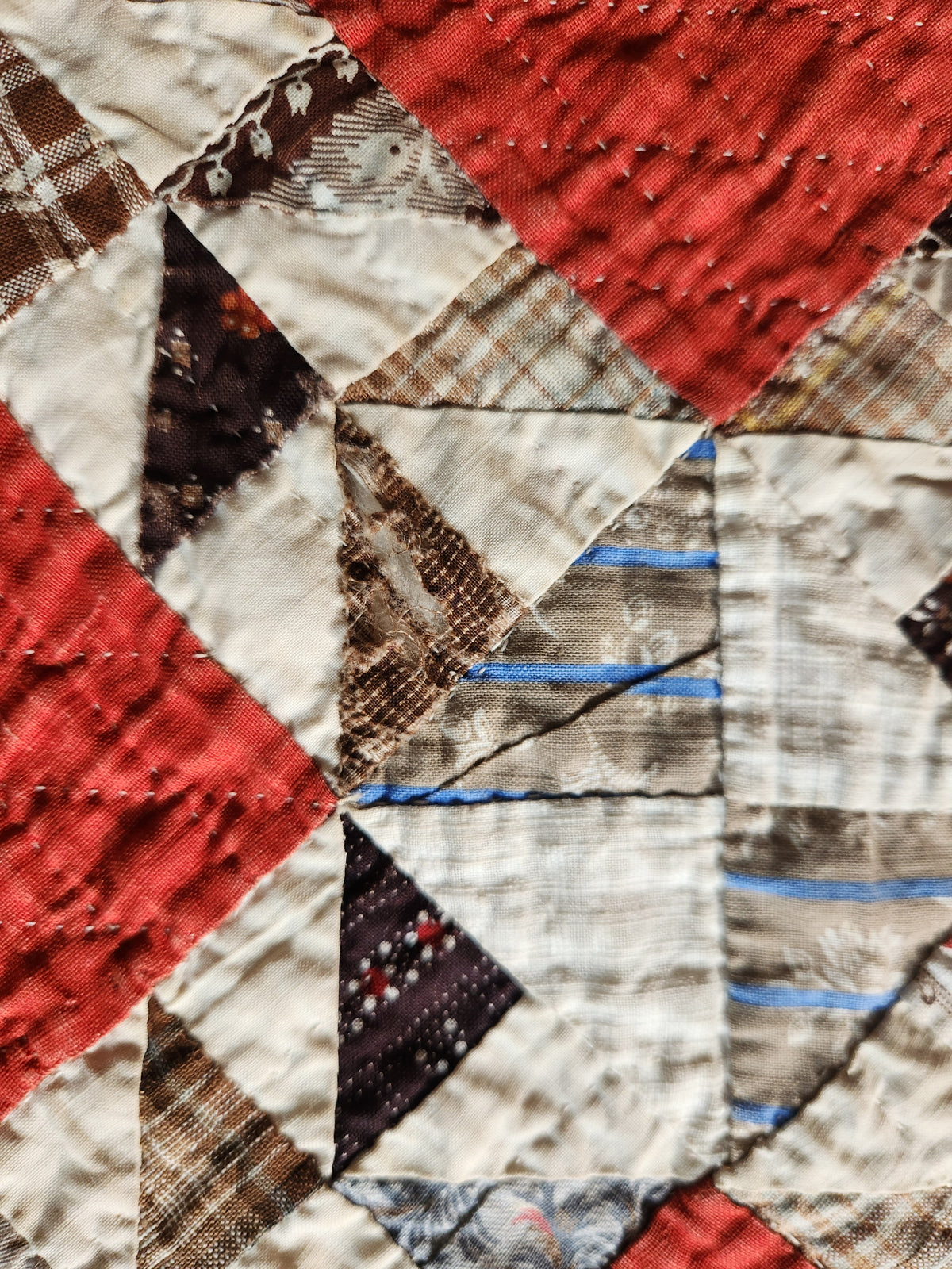 Antique Turkey Red Ocean Waves Quilt c1880