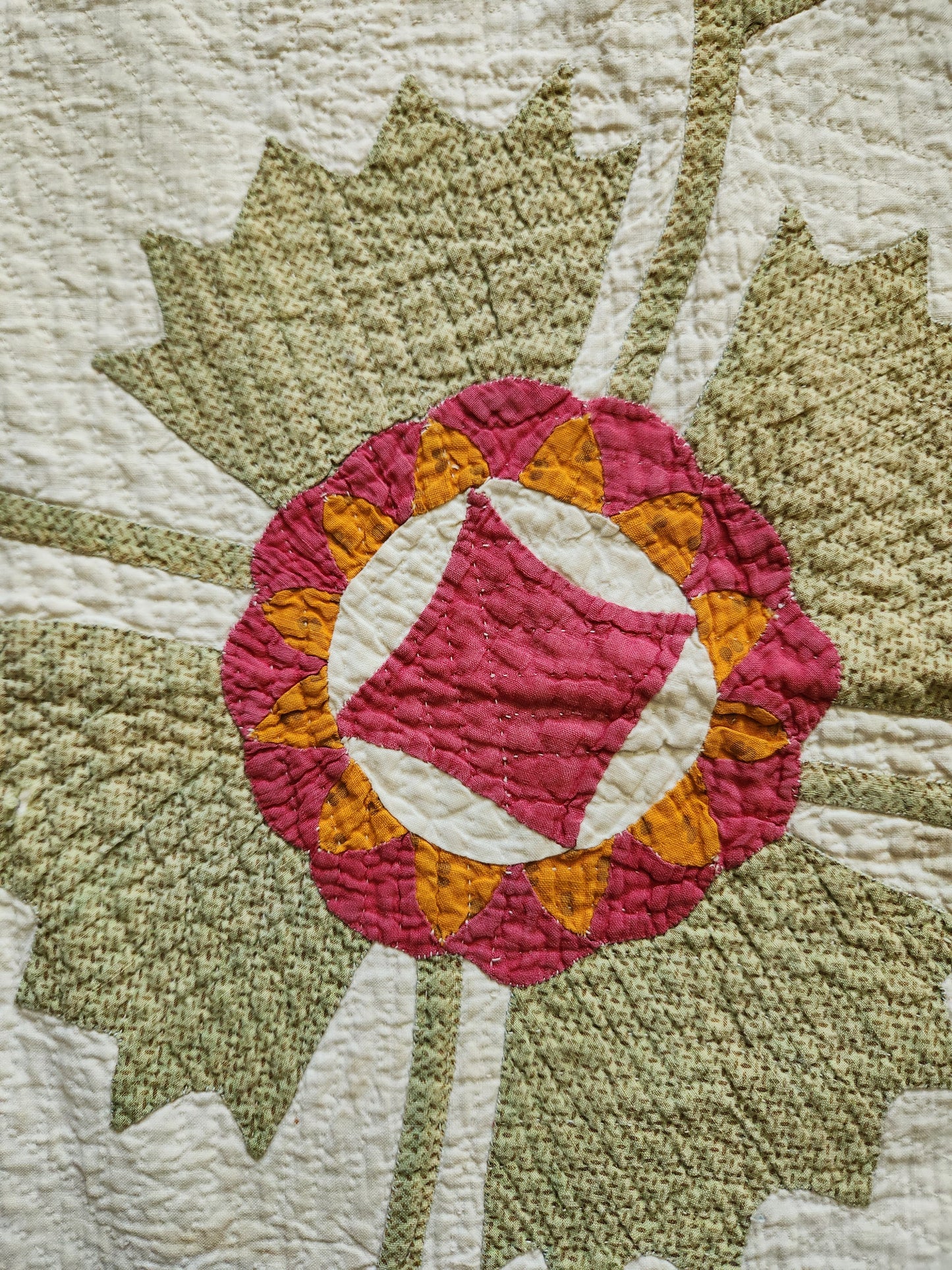 19th Century Antique Applique Whig Rose Quilt