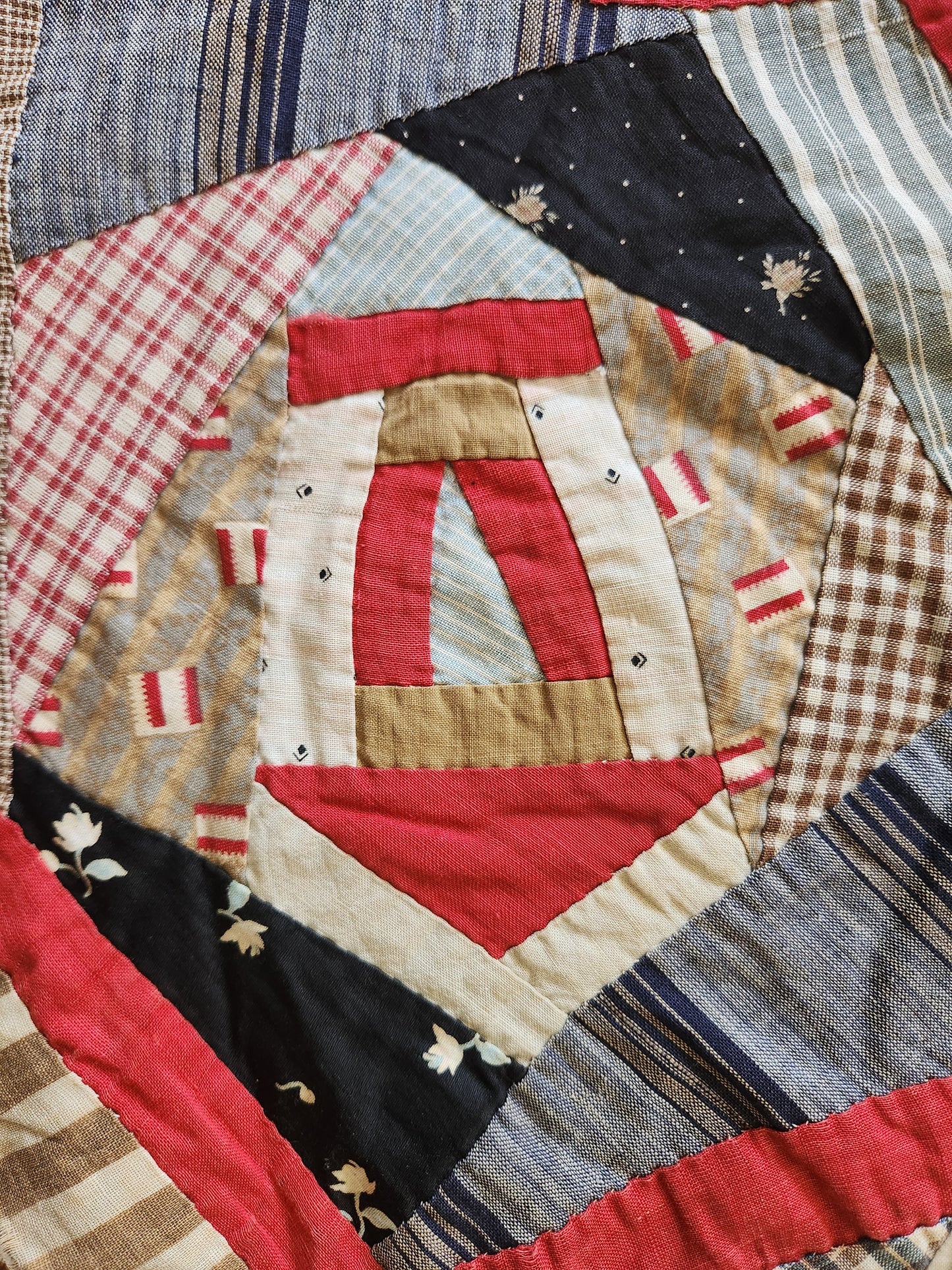 Antique Unfinished Foundation Pieced Quilt Top c1900