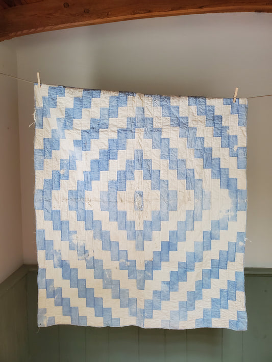 Blue and White Patchwork Crib Quilt