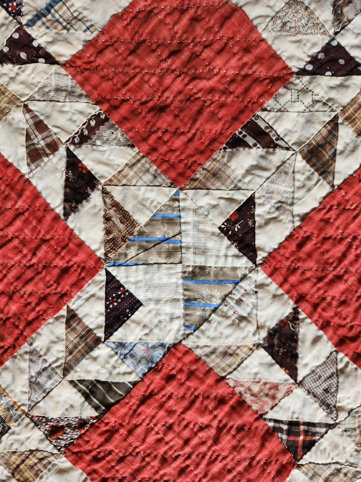 Antique Turkey Red Ocean Waves Quilt c1880
