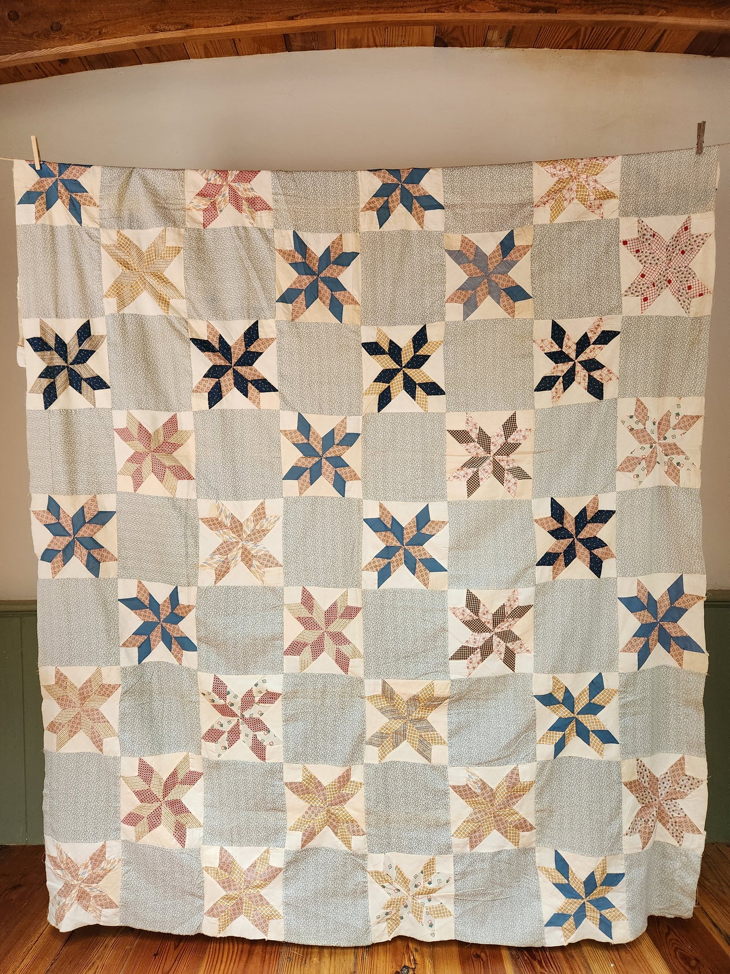 Vintage Stars Patchwork Quilt Top