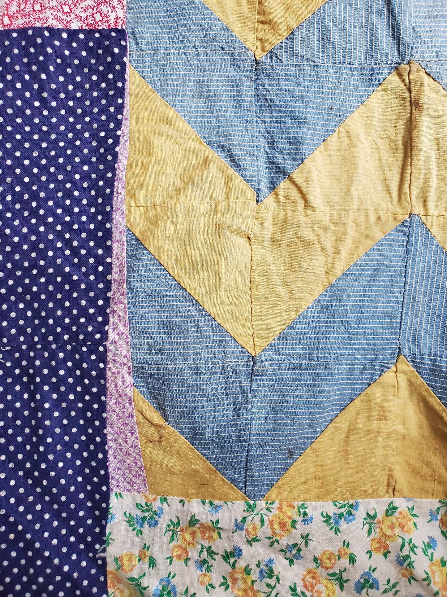 Vintage Feed Sack Quilt Top, Mid 20th Cent