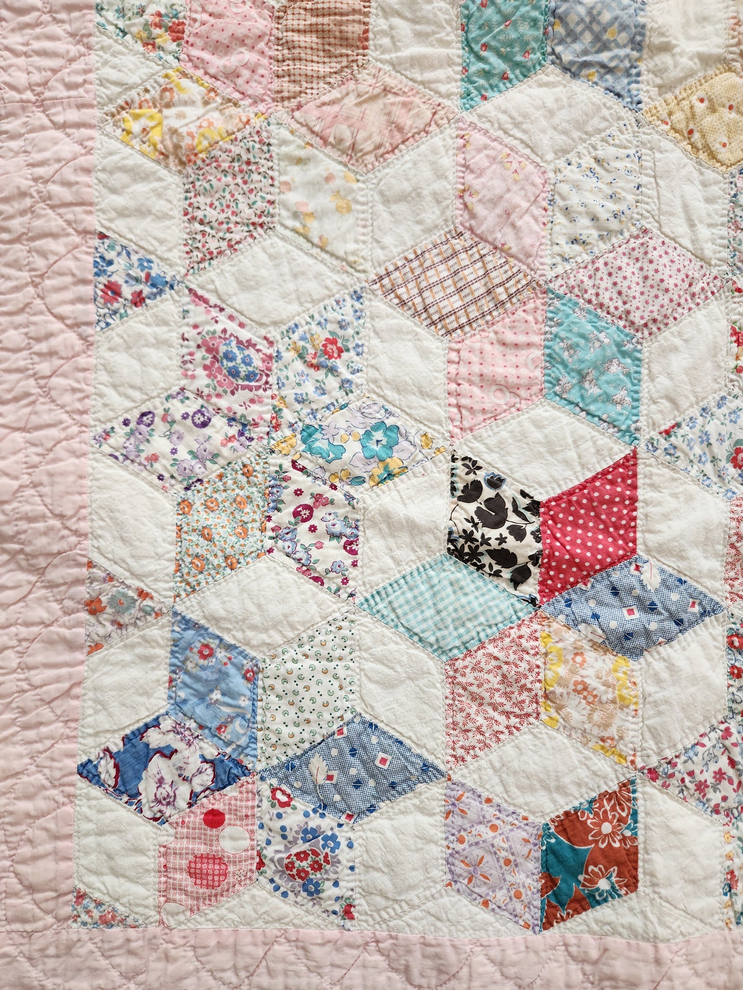 Stunning Feed Sack Star Quilt c1930