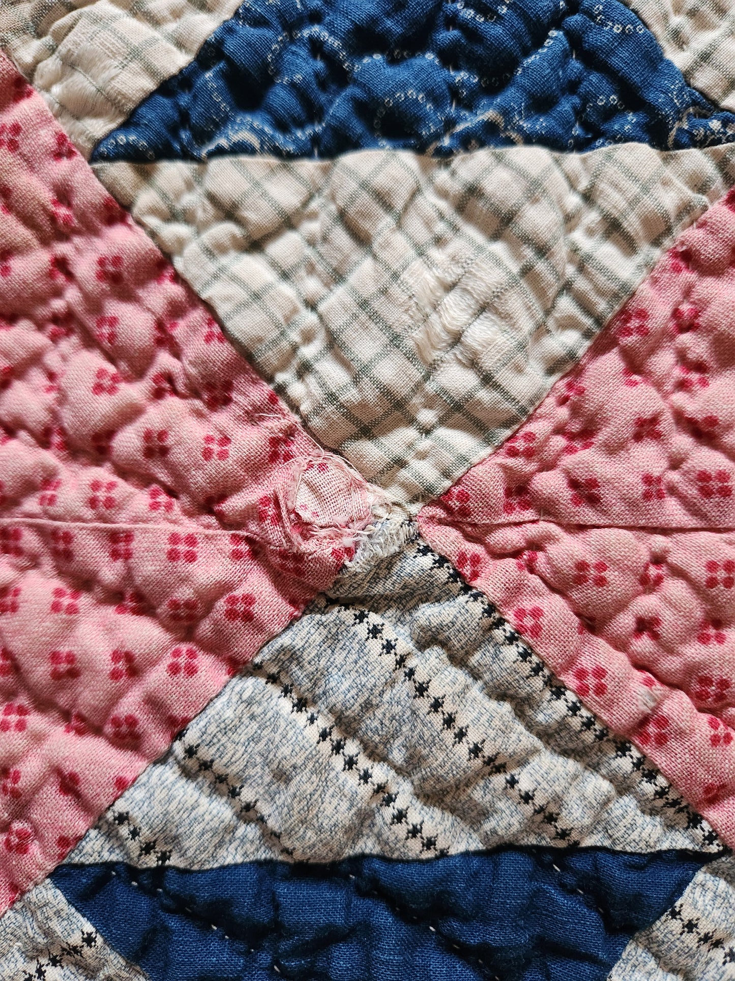 Antique Hole the Barn Patchwork Quilt c1900