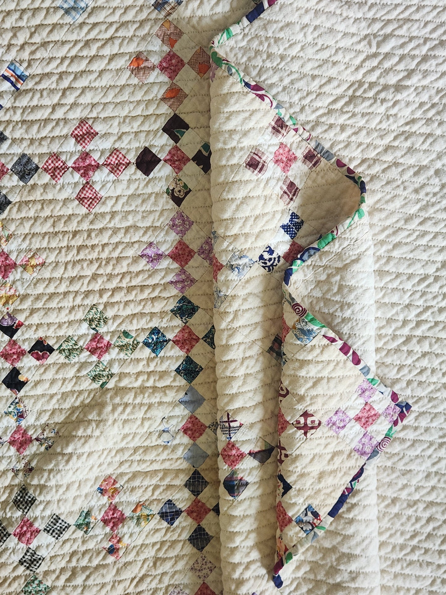 Vintage 9 Patch Variation Feed Sack Quilt