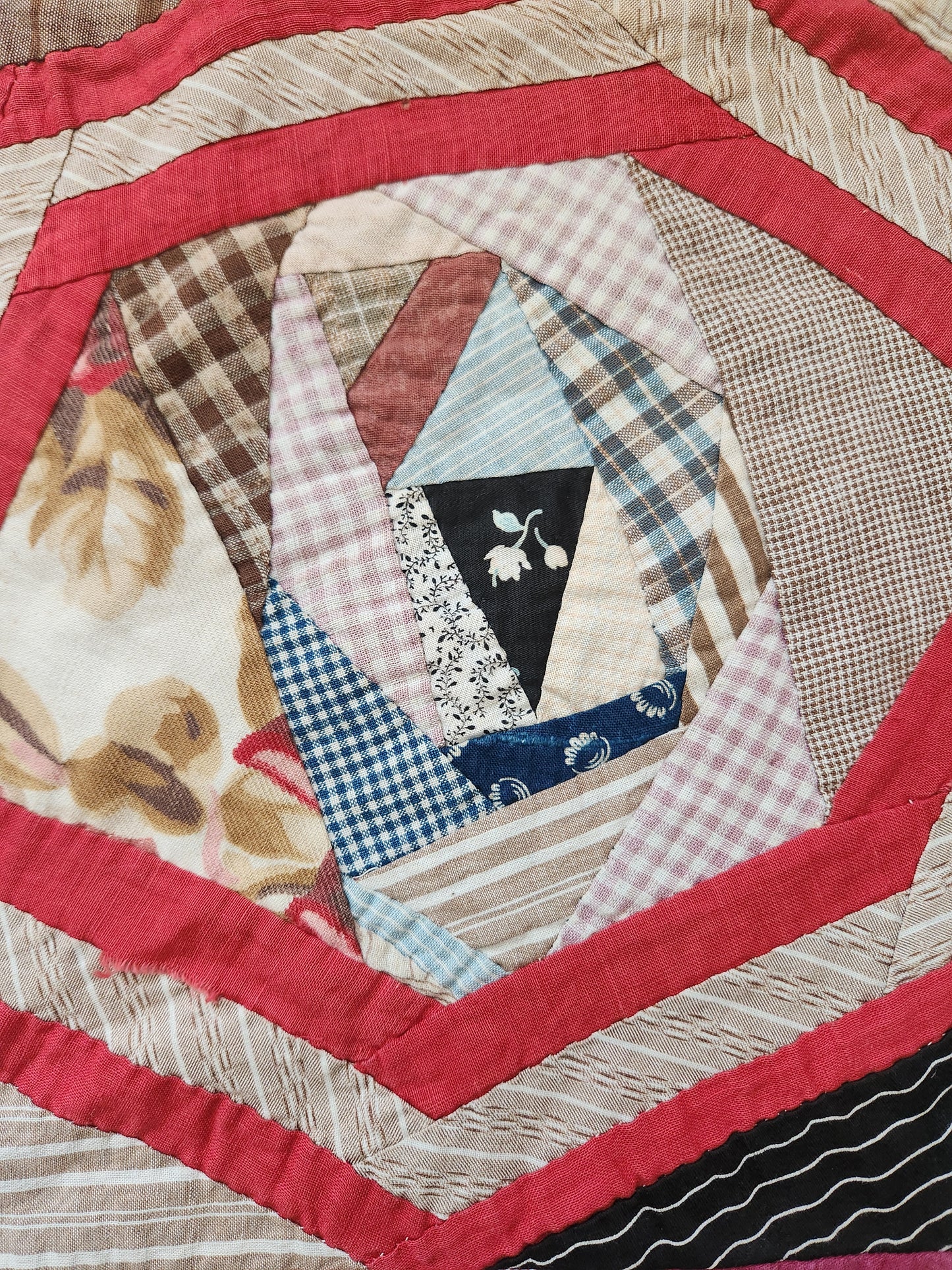 Antique Unfinished Foundation Pieced Quilt Top c1900