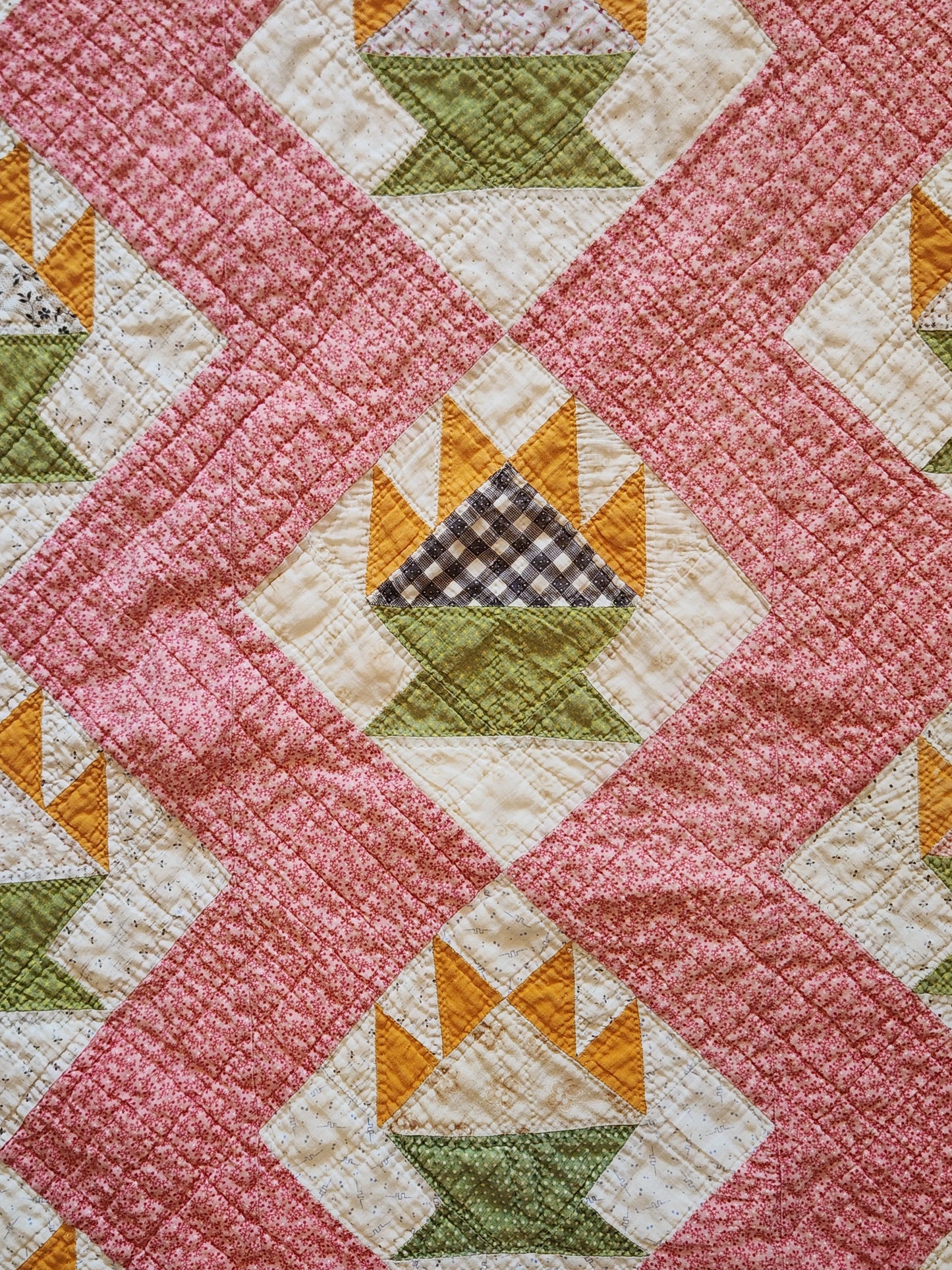 Antique Cactus Basket Quilt c1890