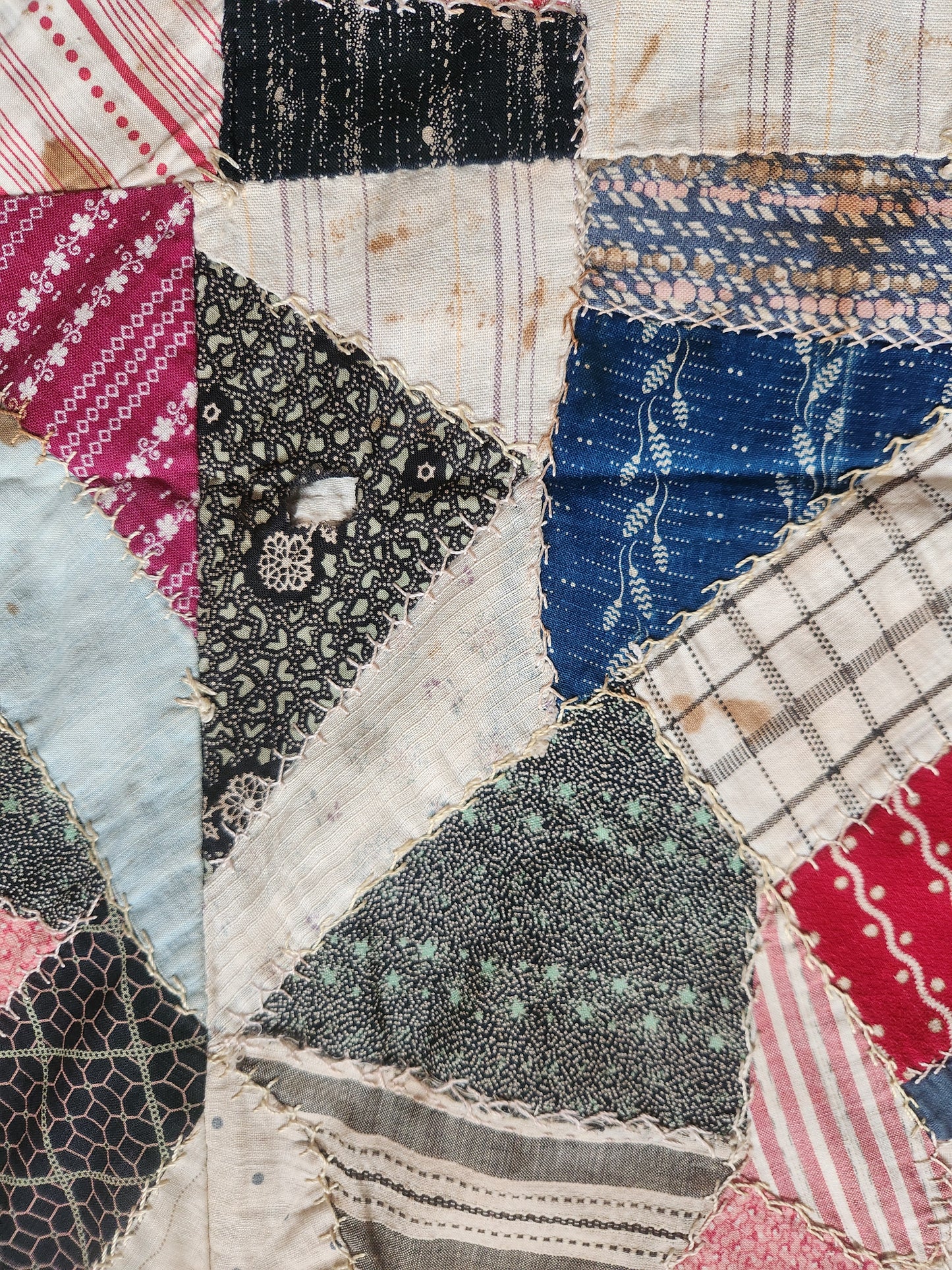 Antique Cotton Crazy Quilt c1890