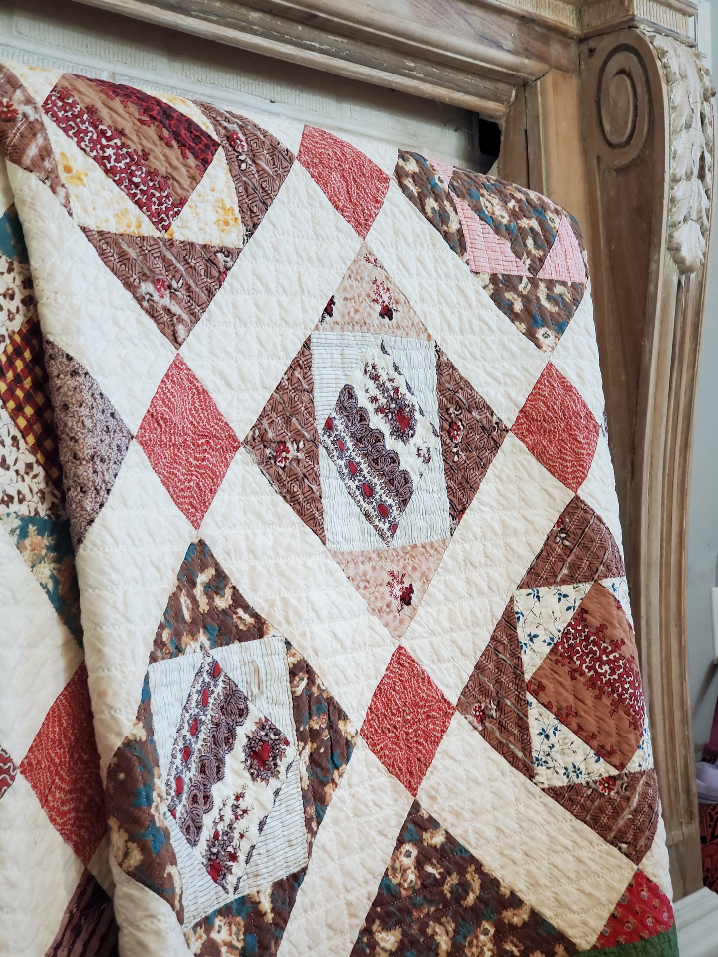 19th Century Square in a Square Antique Quilt