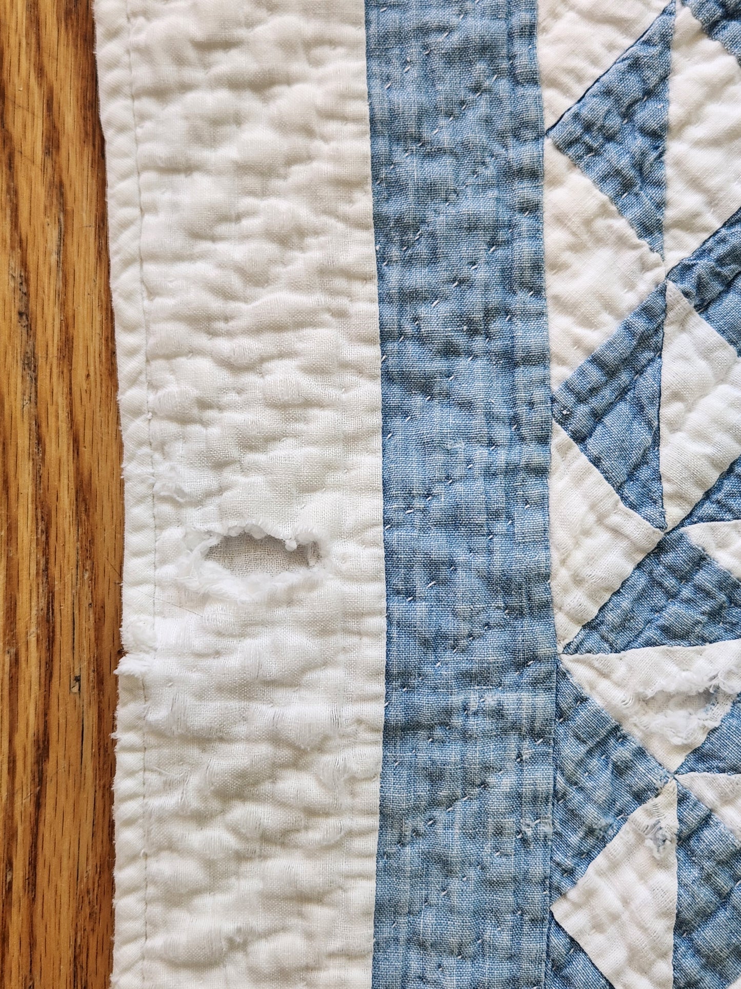 Antique Blue & White Ocean Waves Quilt c1900