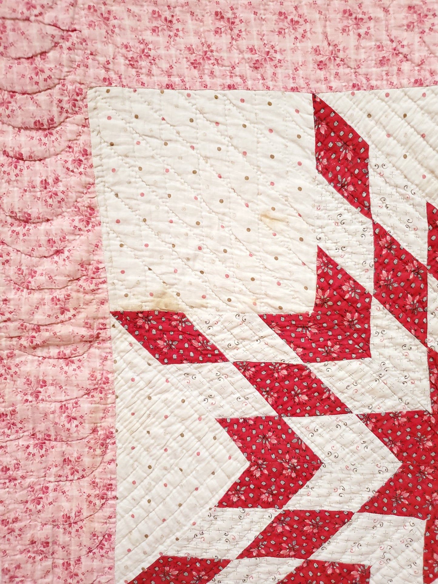 Antique Double Pink Star Quilt