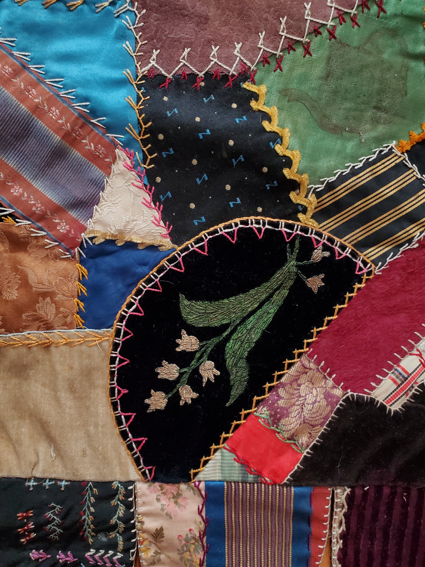 Victorian Crazy Quilt, Crib Size, ca 1890