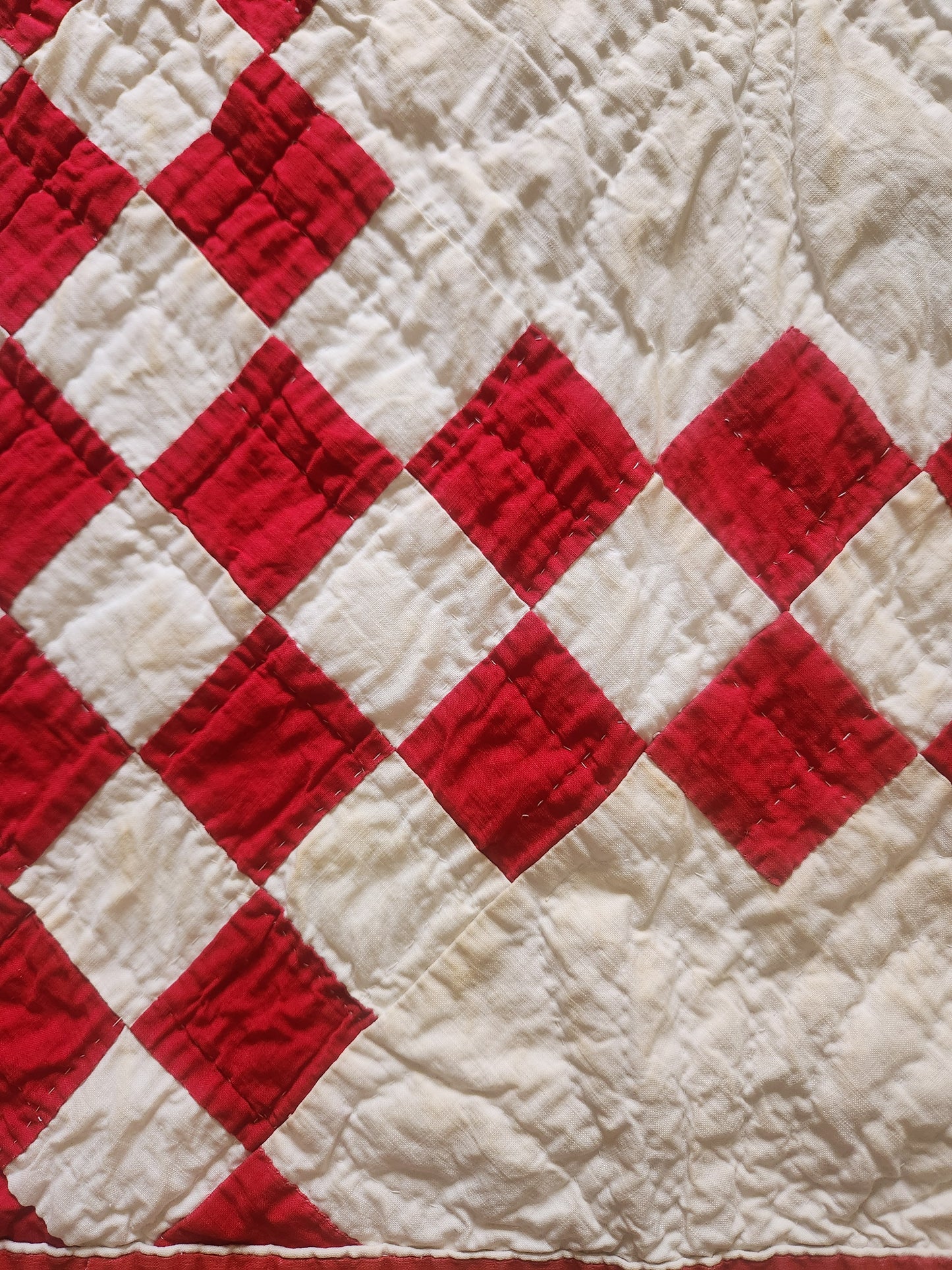 Antique Red & White Irish Chain Quilt
