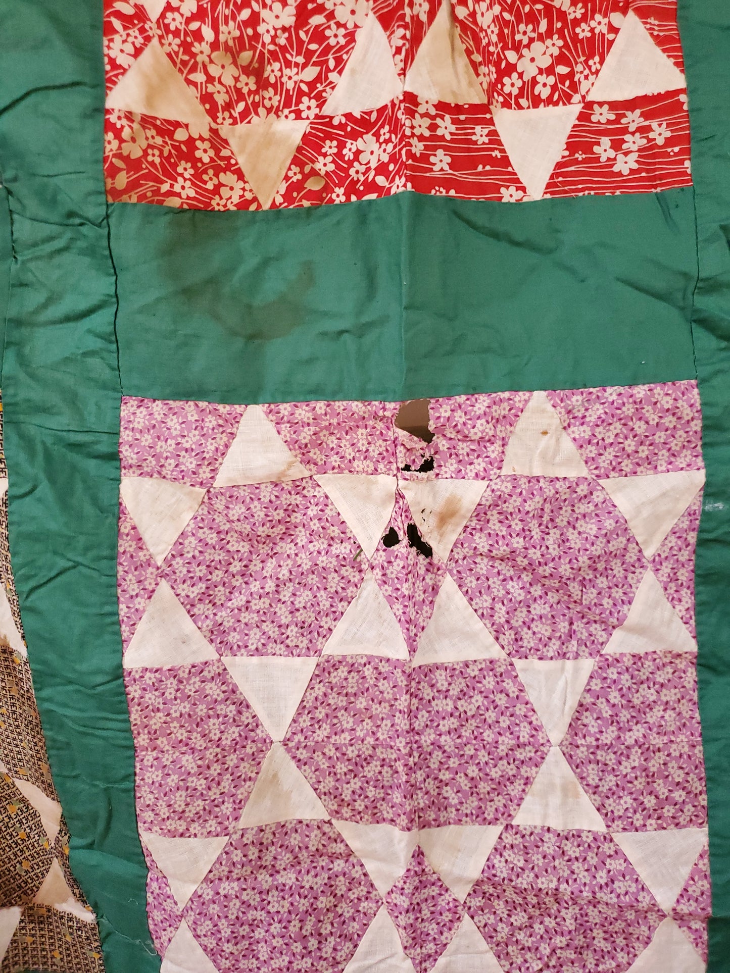 Vintage Hexagon Star Quilt Top, ca 1930