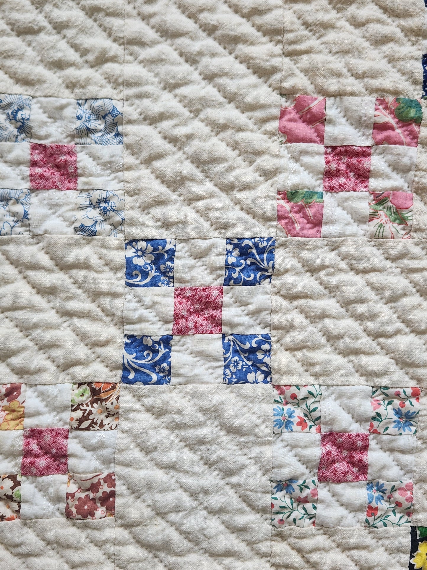 Vintage 9 Patch Variation Feed Sack Quilt