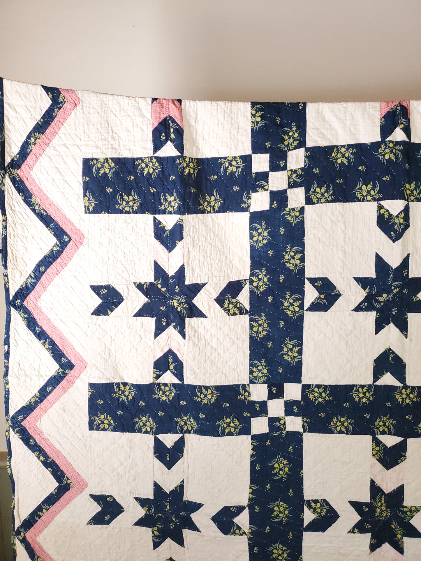 Lazy Daisy Indigo Antique Quilt