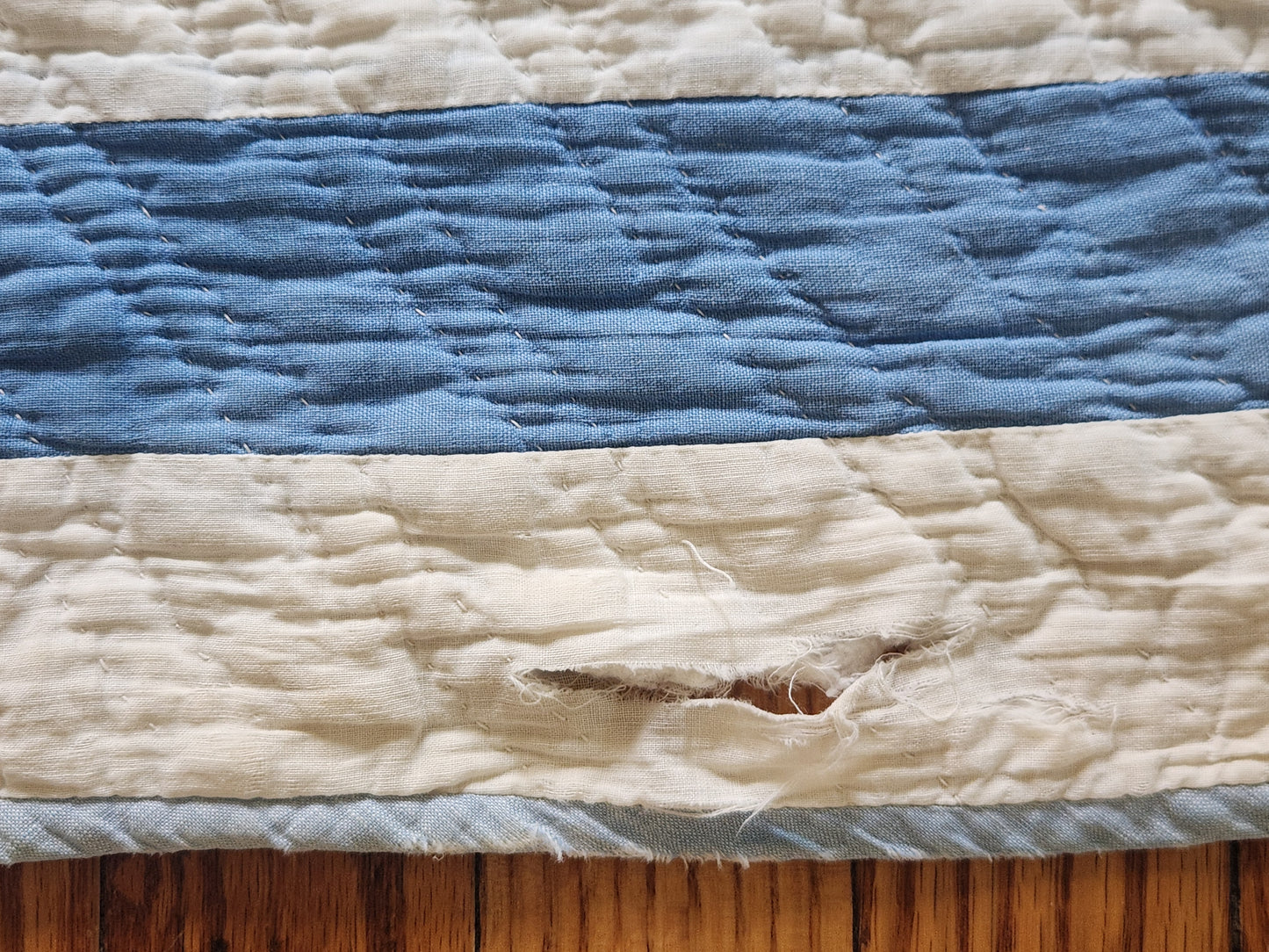 Antique Blue & White Triple Irish Chain Quilt