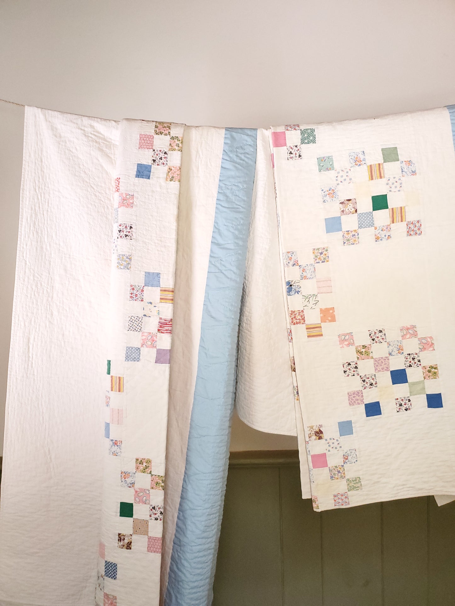 SET OF 2 Thirty Six Patch Vintage Quilts