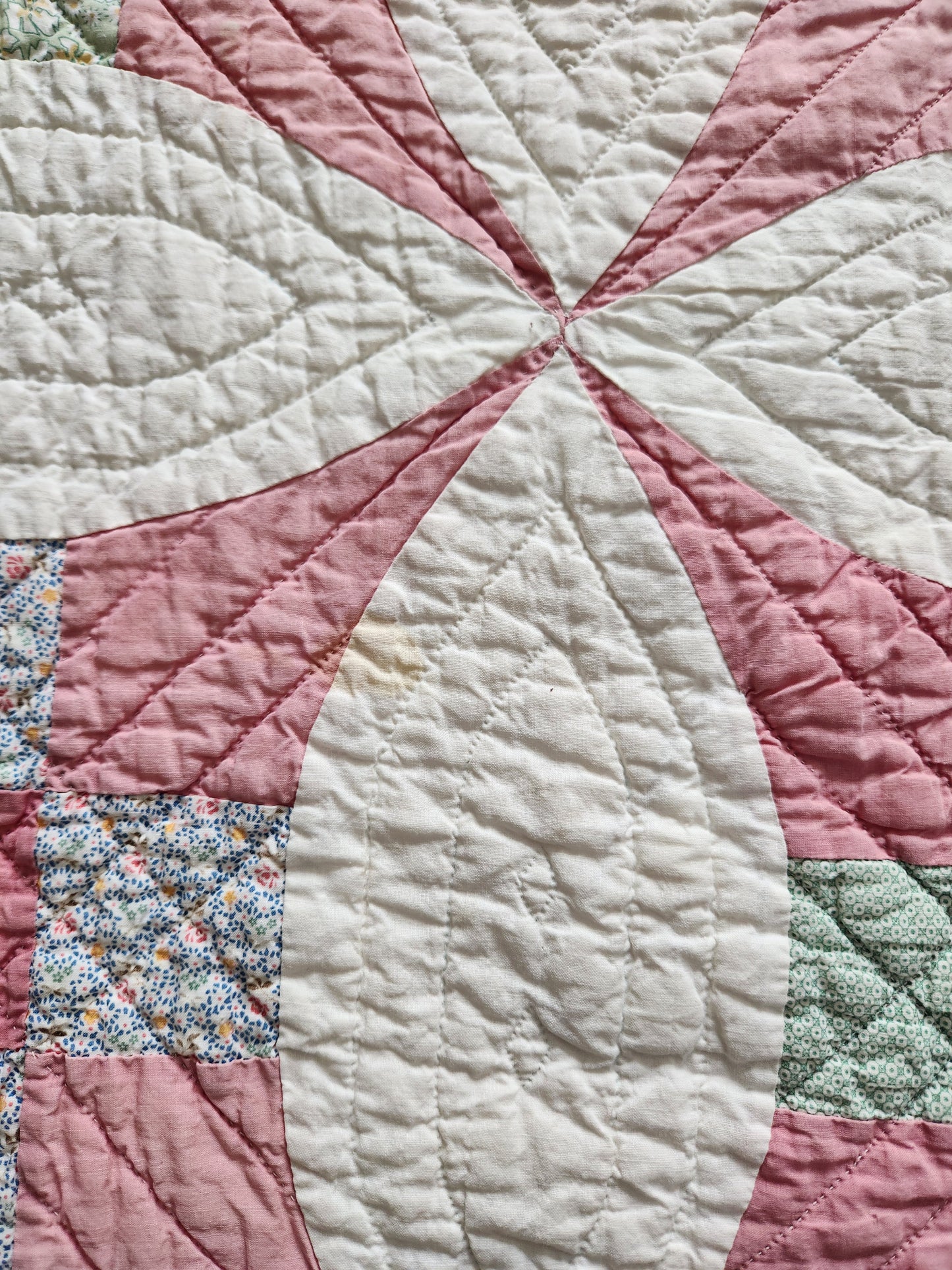 Vintage Pink Improved Nine Patch Quilt 1940