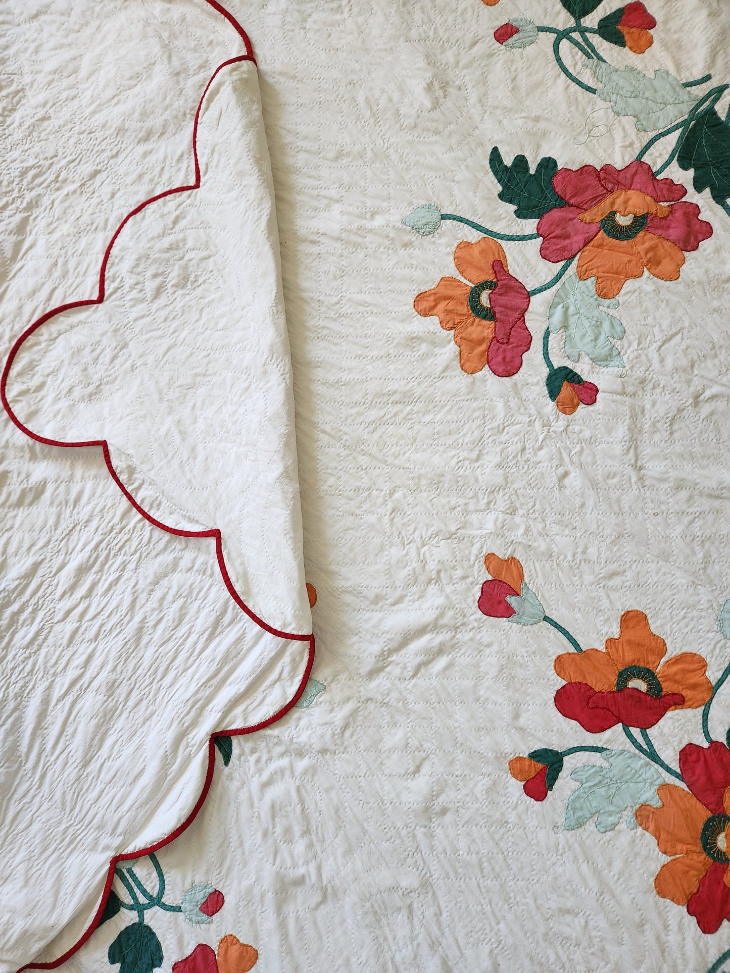 Vintage Poppy Applique Quilt