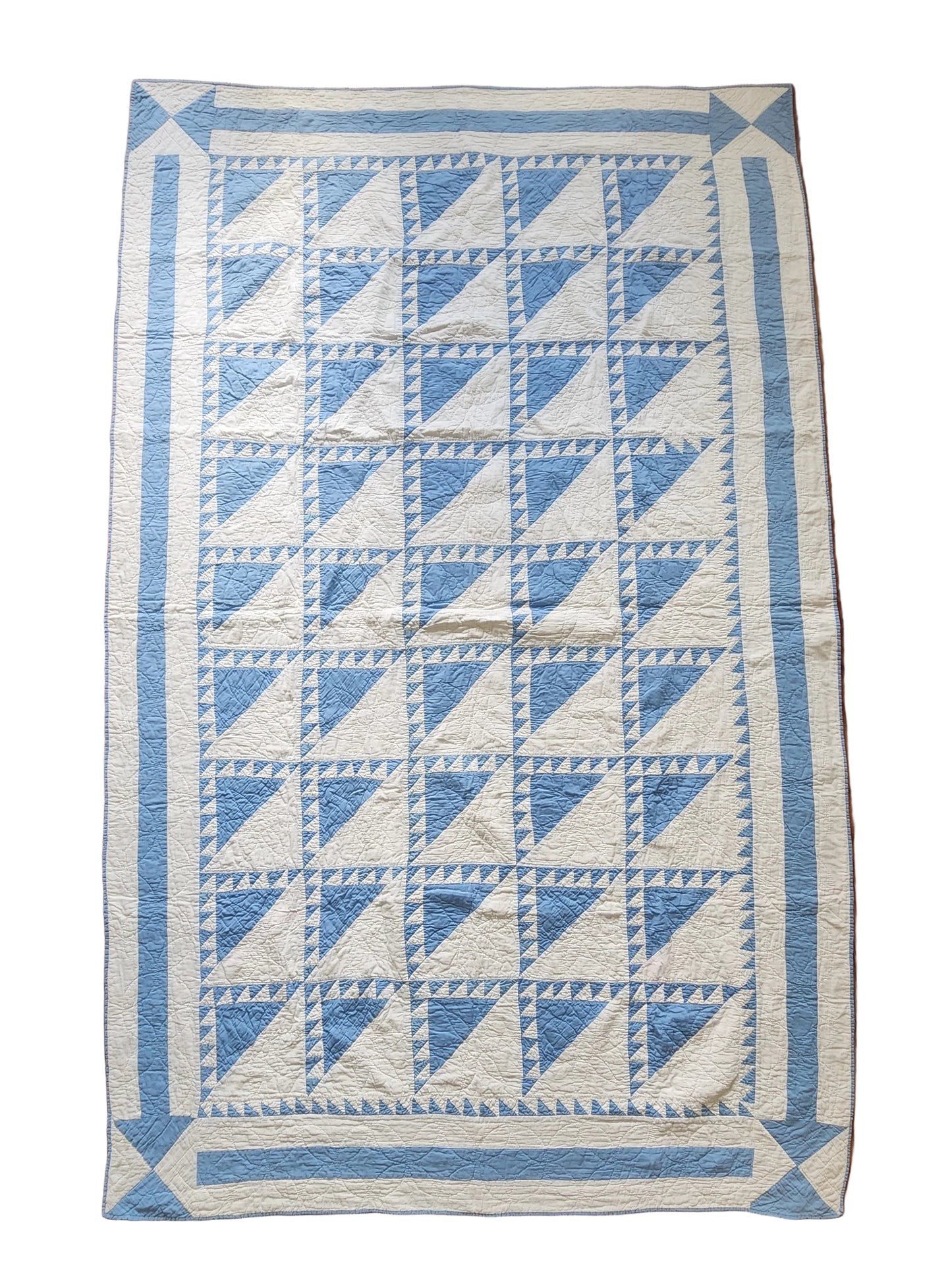 Set of 2 Blue & White Patchwork Quilts c1930