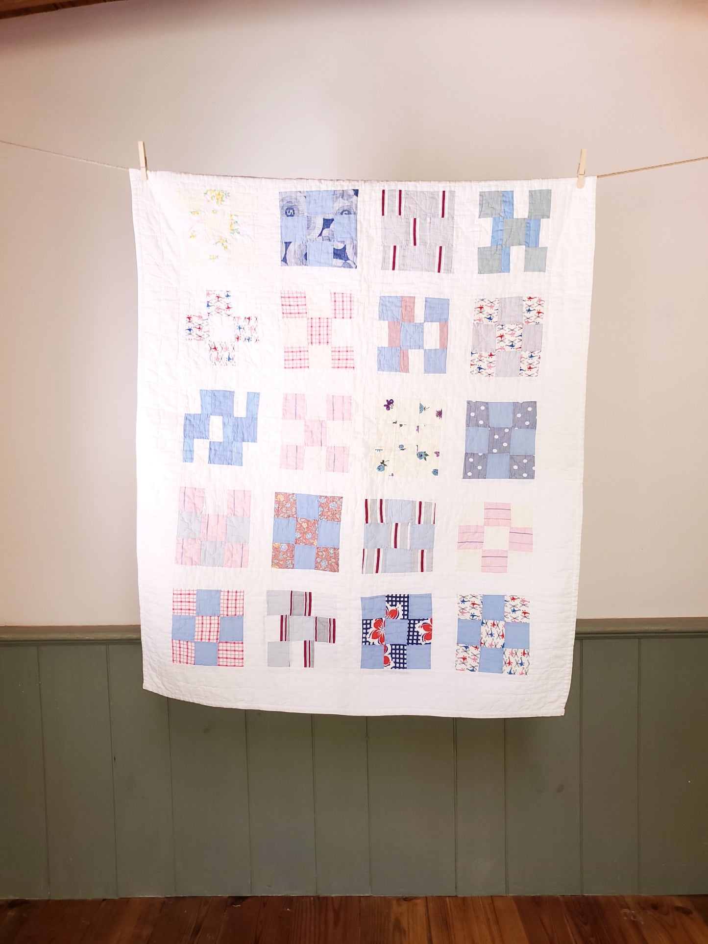 Nine Patch Crib Quilt c1940
